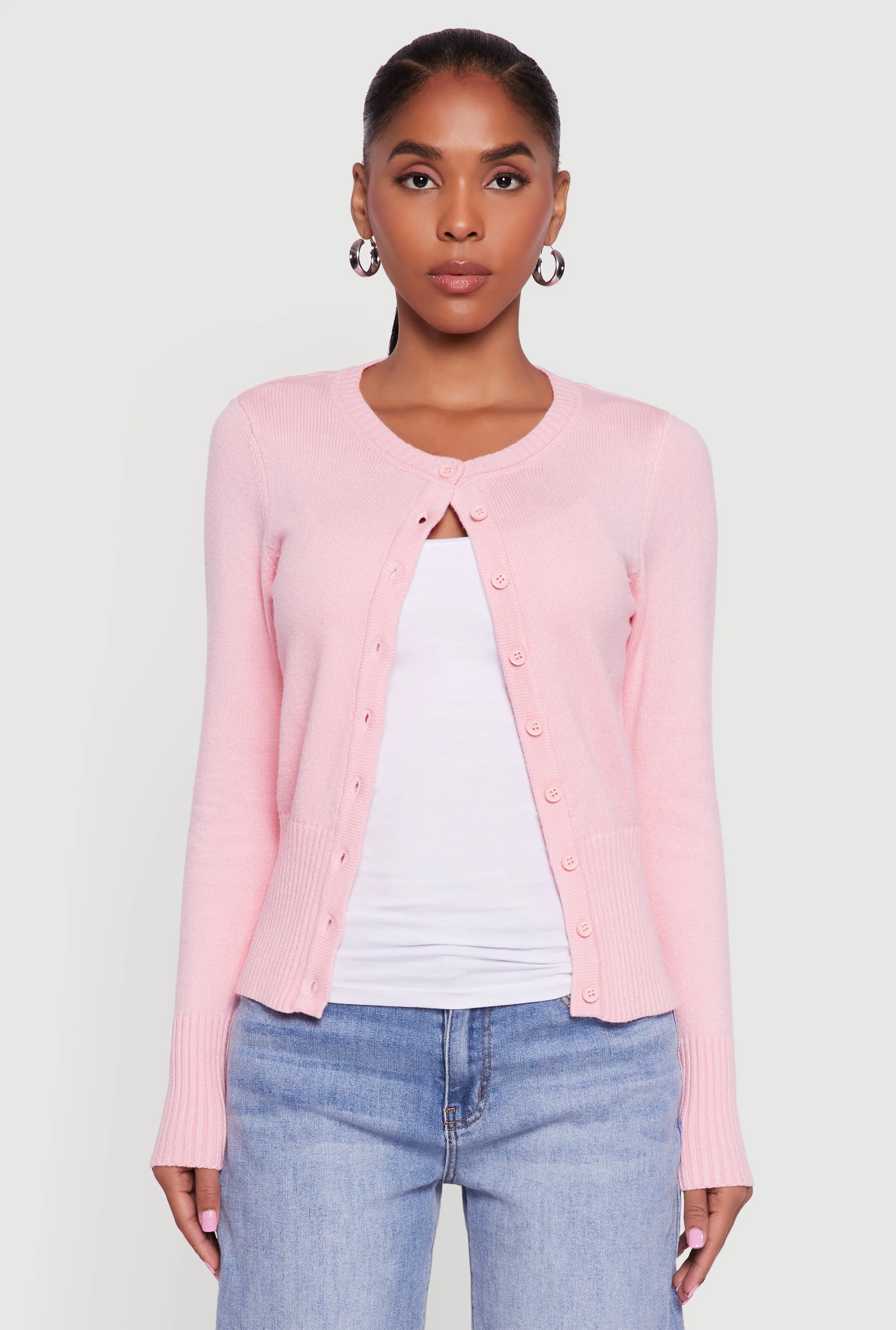 Rib Knit Button Front Cardigan sold by Rainbow product image thumbnail 2