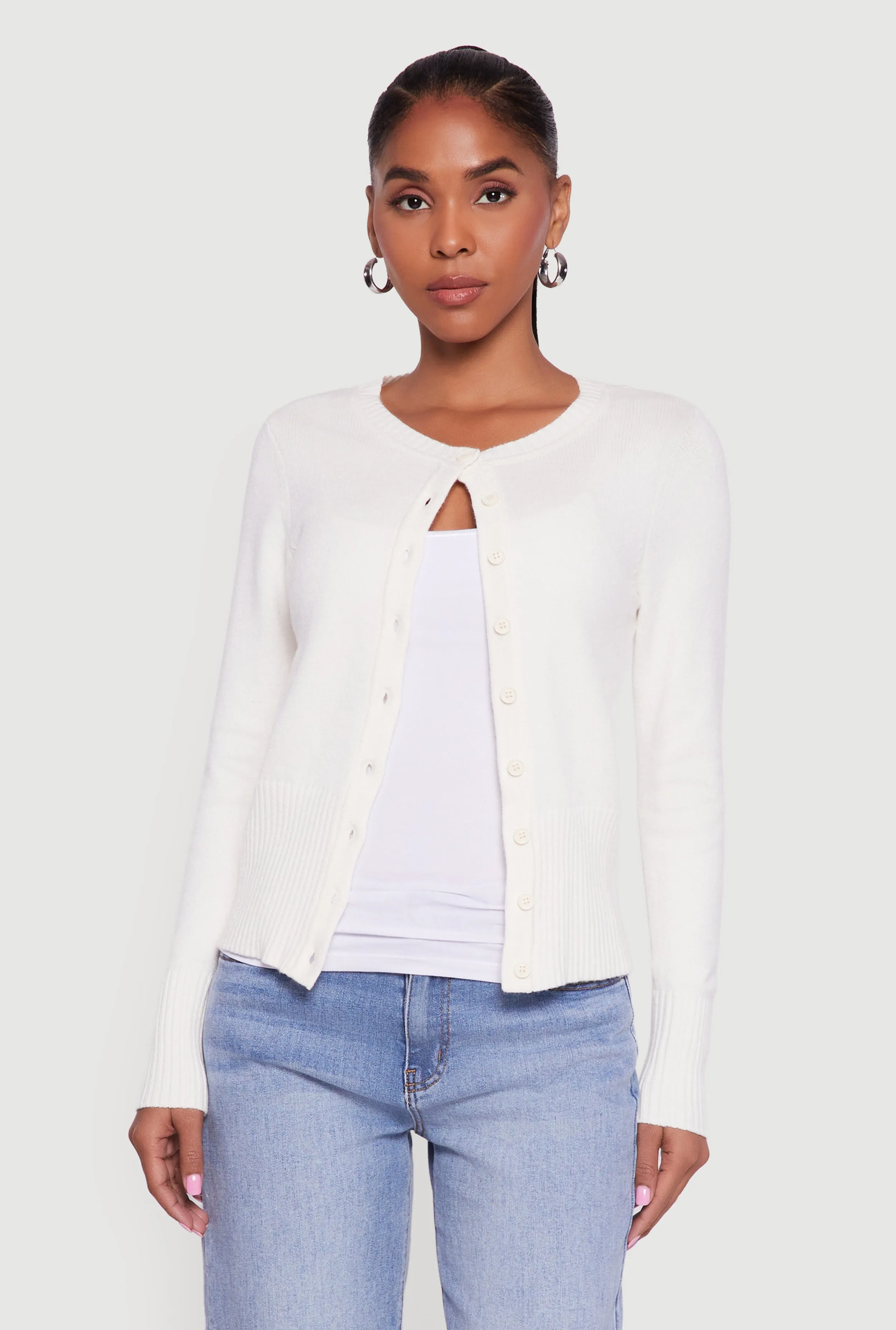 Rib Knit Button Front Cardigan sold by Rainbow product image thumbnail 2