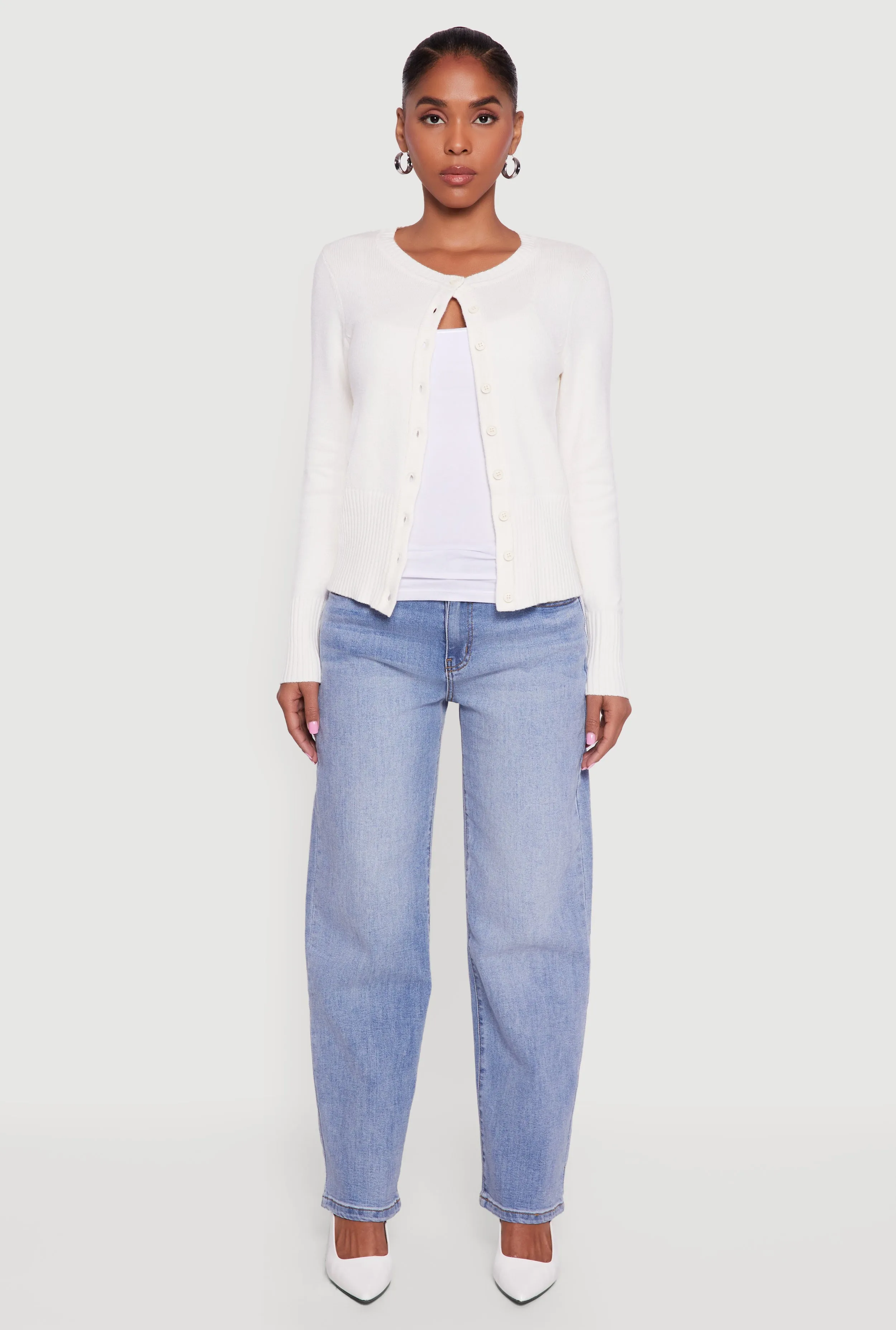 Rib Knit Button Front Cardigan sold by Rainbow product image thumbnail 3