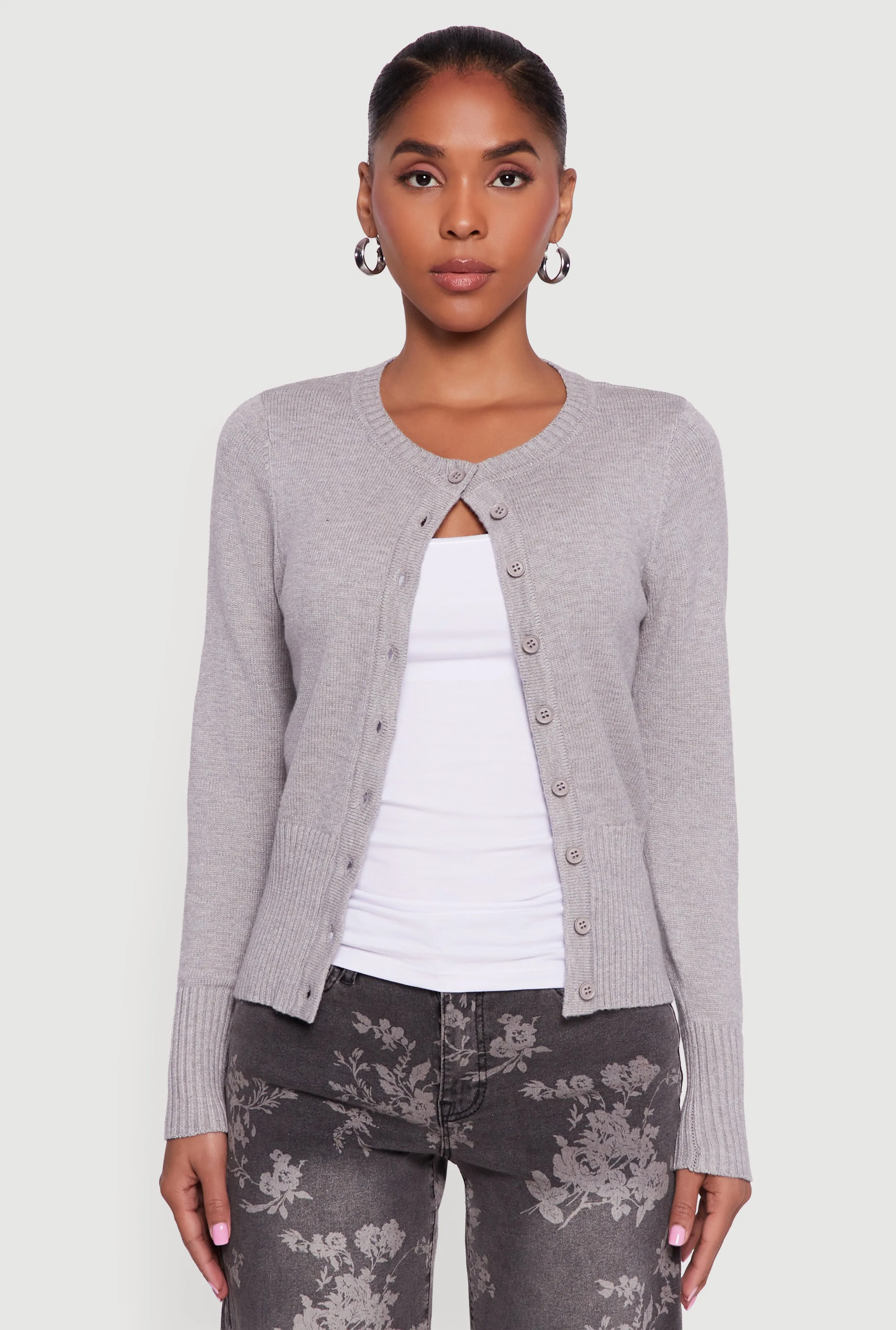 Rib Knit Button Front Cardigan sold by Rainbow product image thumbnail 2