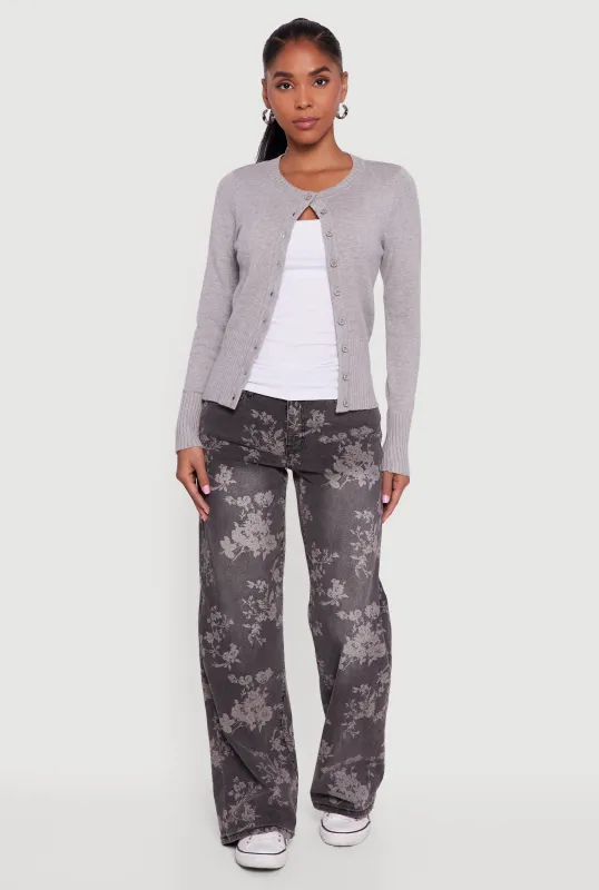 Rib Knit Button Front Cardigan sold by Rainbow