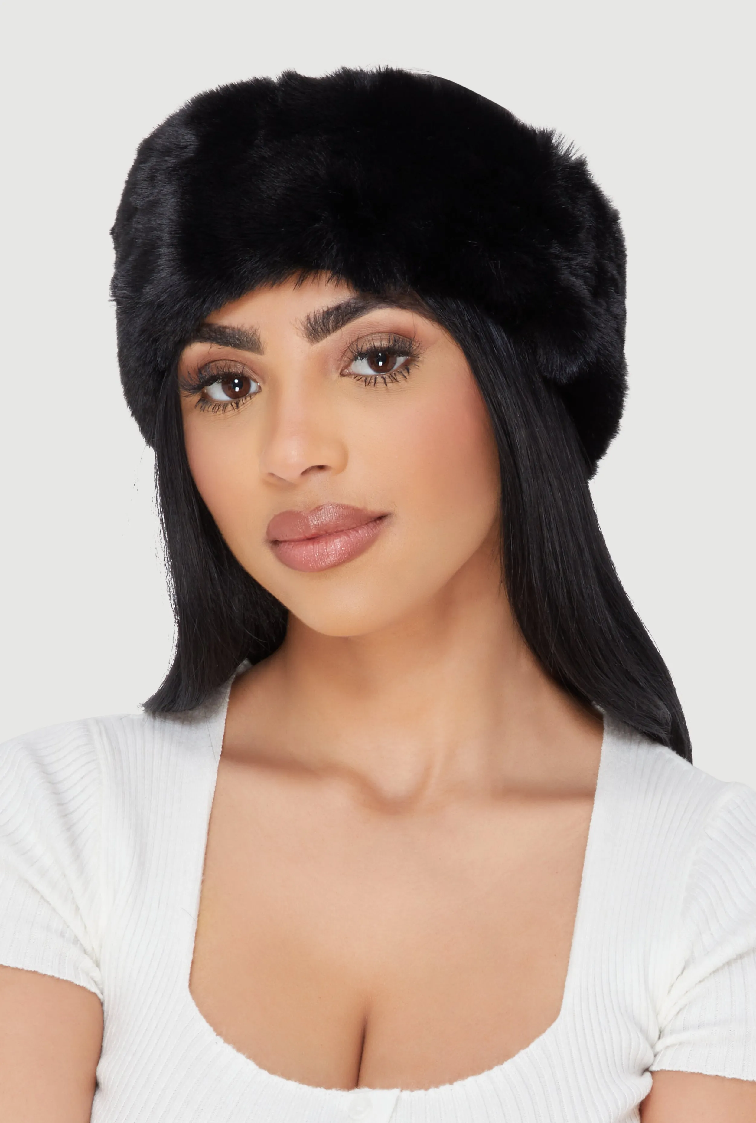Solid Faux Fur Elastic Band Head Wrap sold by Rainbow product image thumbnail 2