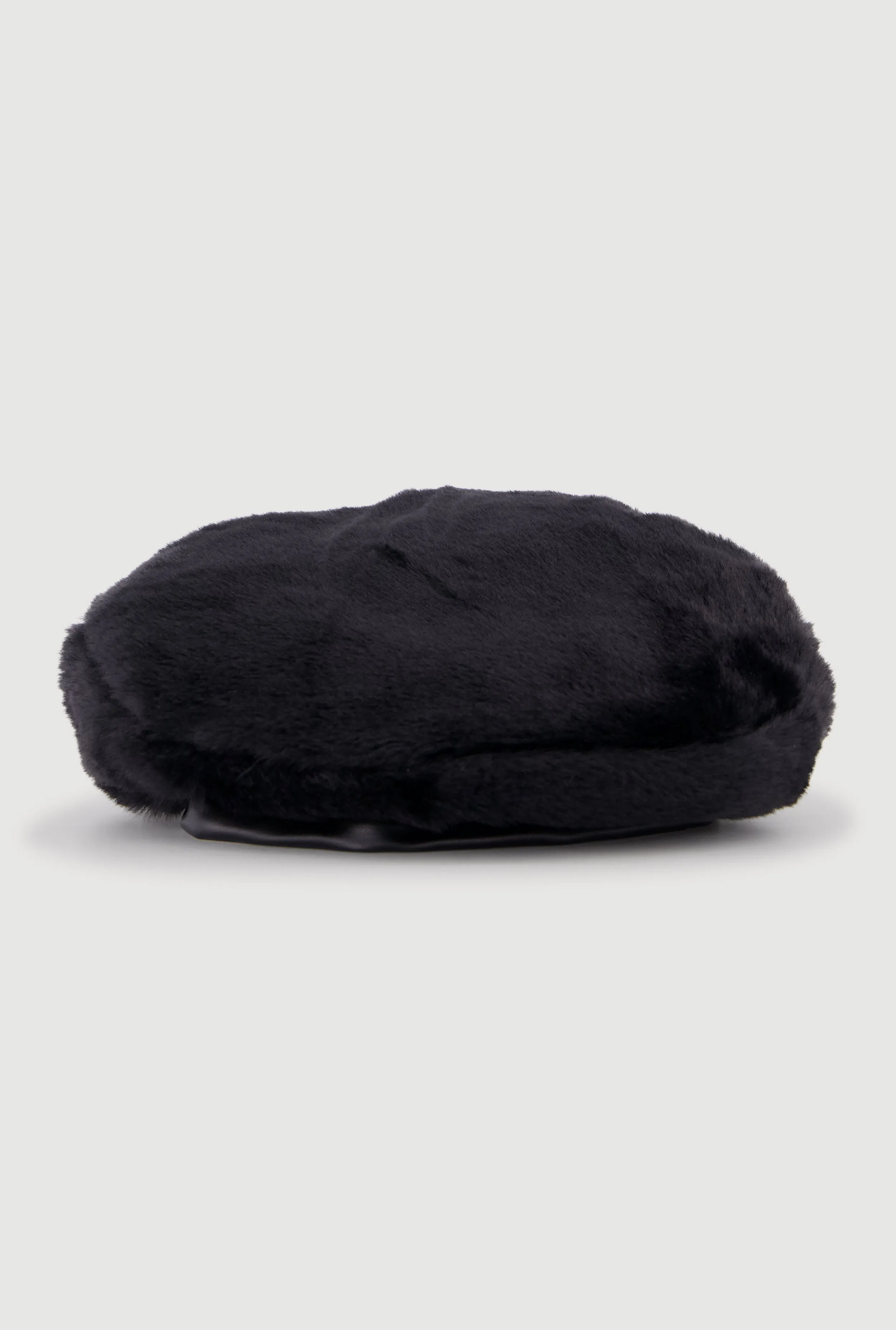 Faux Fur Beret with Faux Leather Trim sold by Rainbow