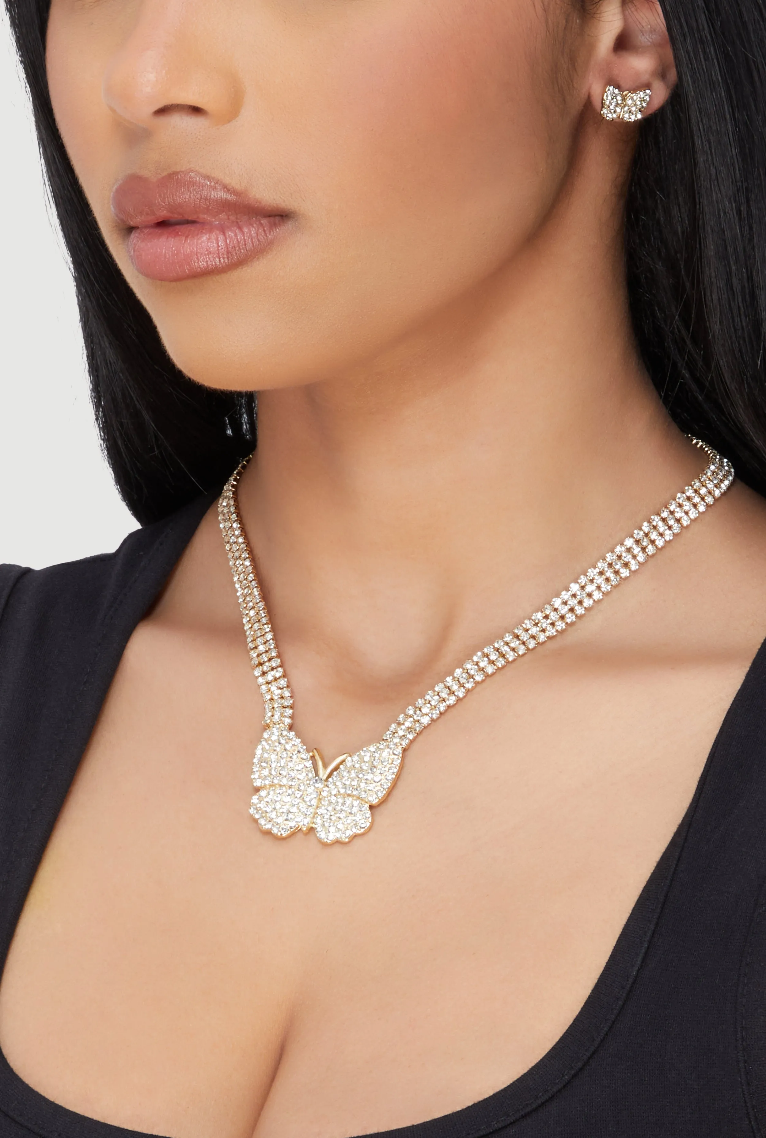 Cubic Zirconia Butterfly Necklace and Butterfly Earrings Set sold by Rainbow product image thumbnail 2