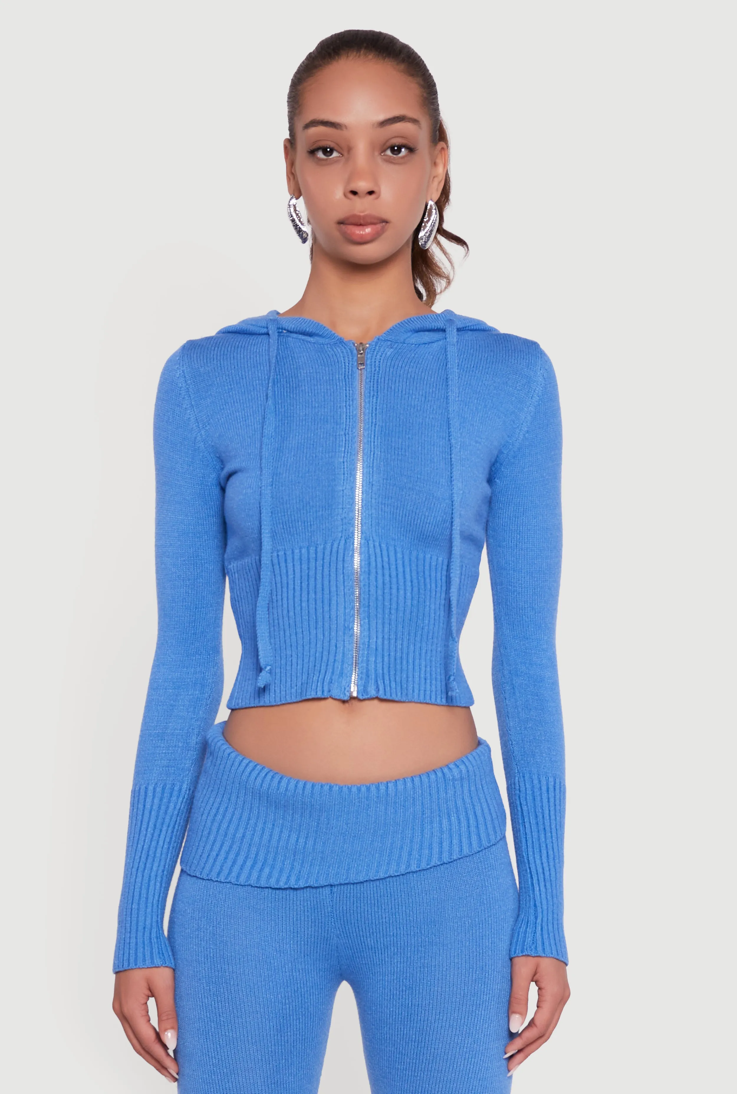 Zip Front Hooded Cropped Sweater sold by Rainbow product image thumbnail 4