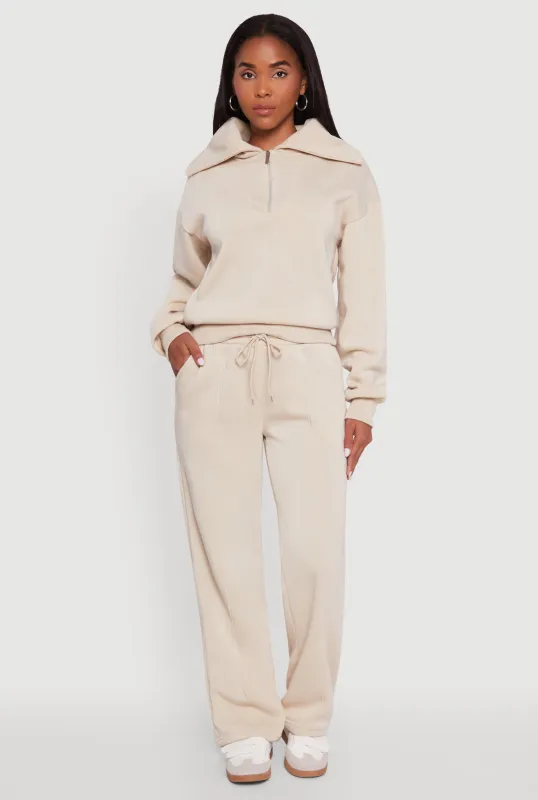 Straight Leg Fleece Sweatpants with Pockets sold by Rainbow