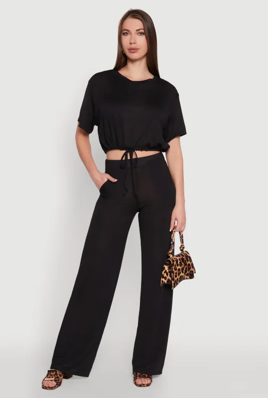 Daisy High Waisted Straight Leg Brushed Knit Pants sold by Rainbow