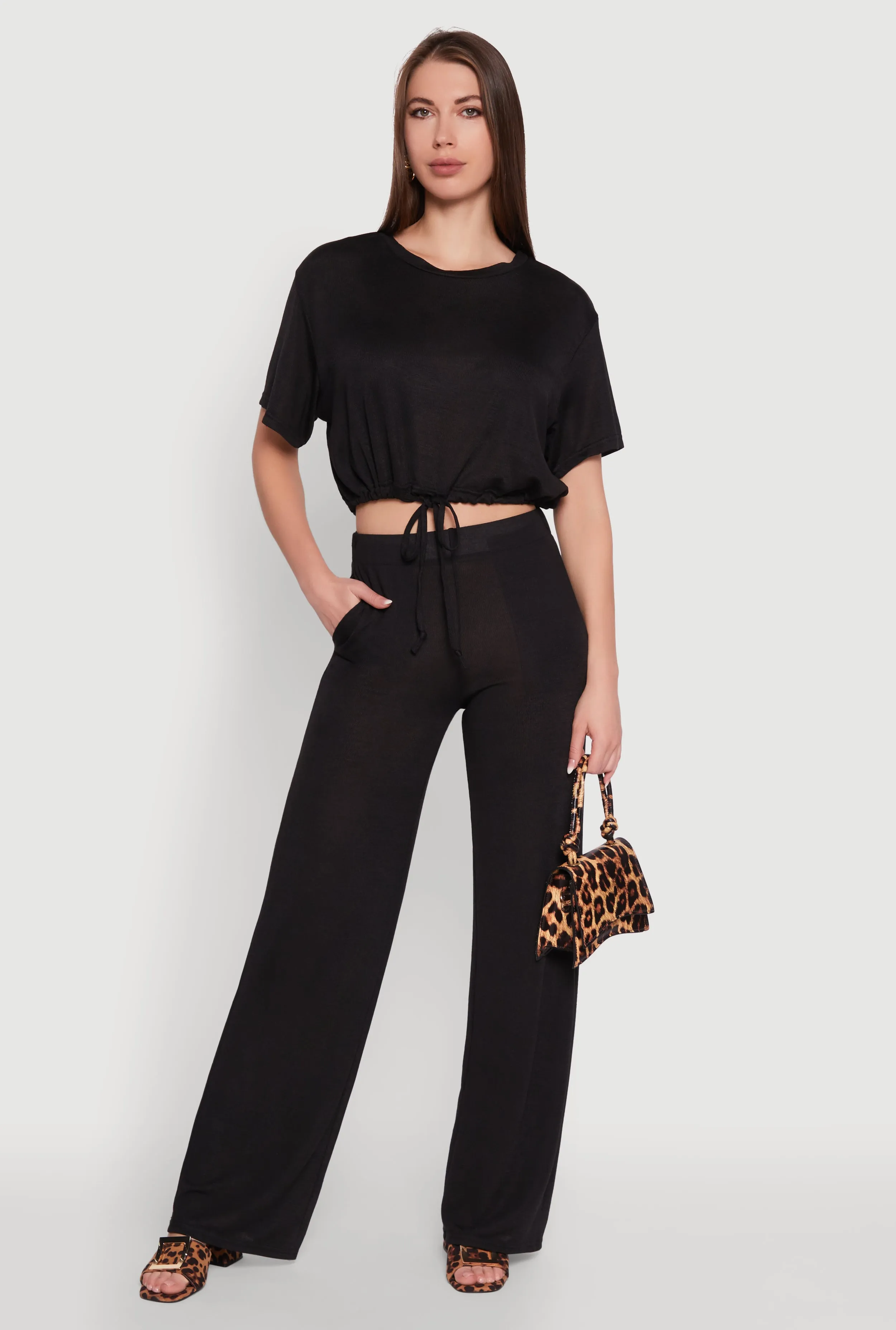 Daisy High Waisted Straight Leg Brushed Knit Pants sold by Rainbow