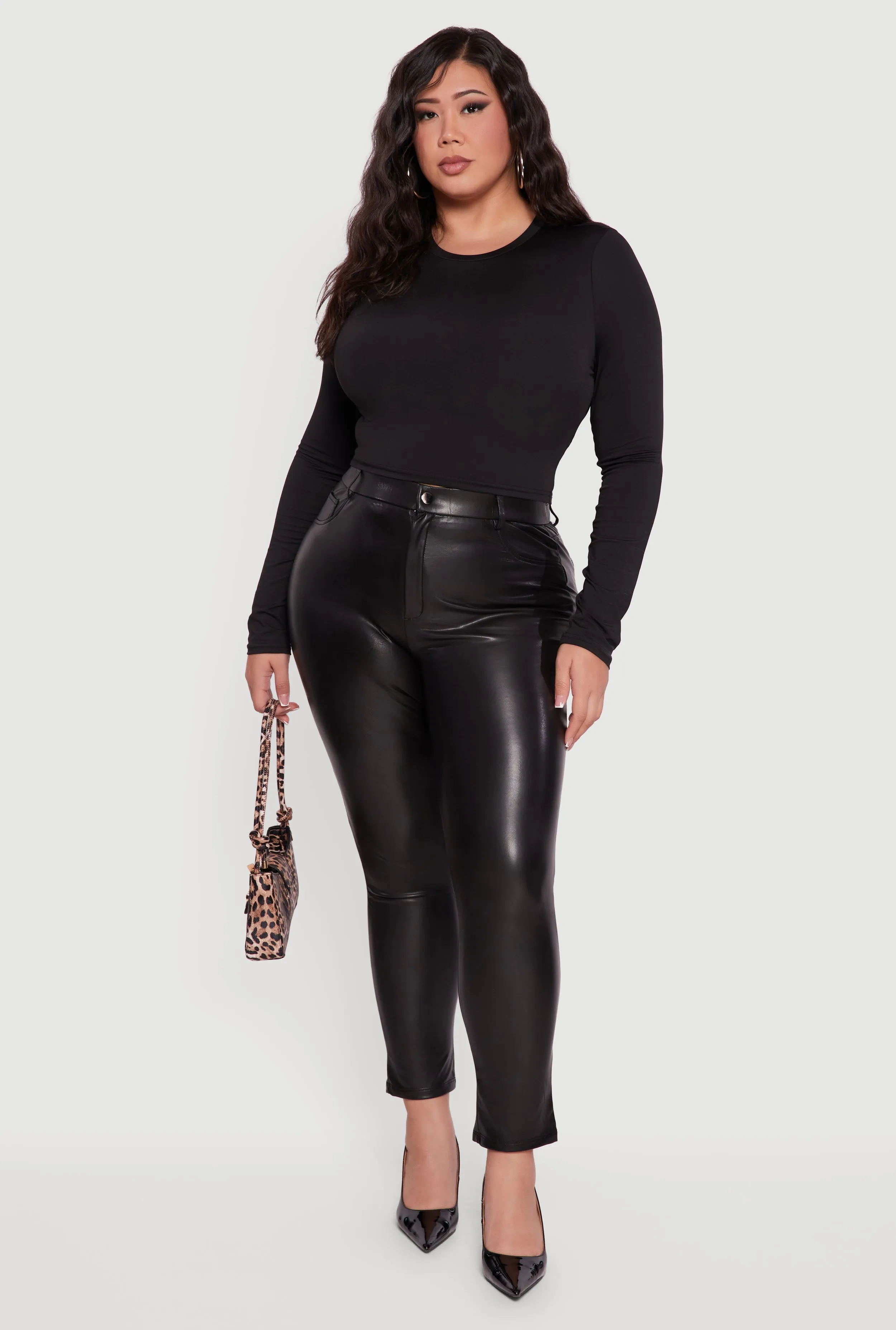 Plus Size High Waisted Faux Leather Pants sold by Rainbow product image thumbnail 2