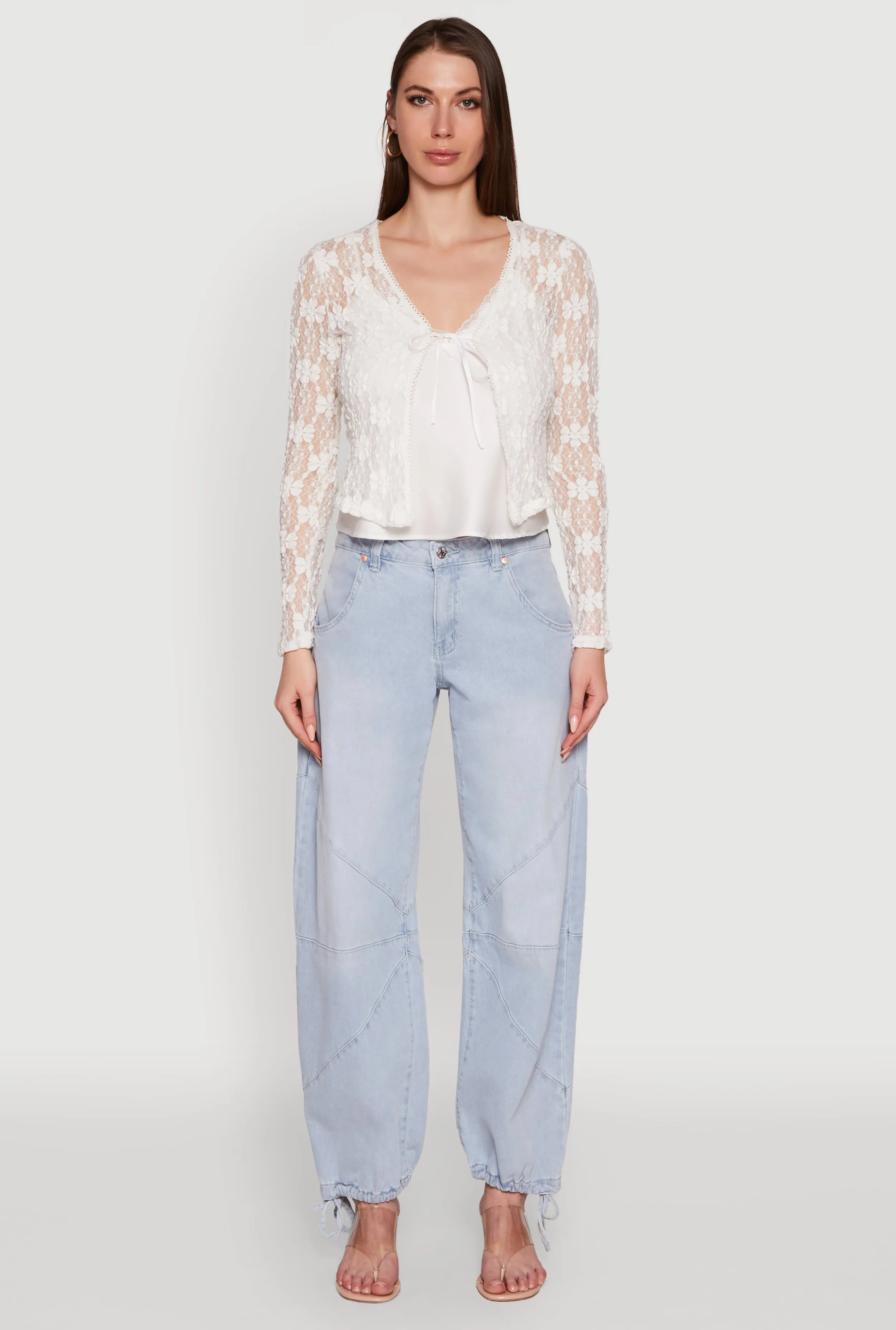 Haute Monde Floral Lace Tie Front Crop Top sold by Rainbow product image thumbnail 2