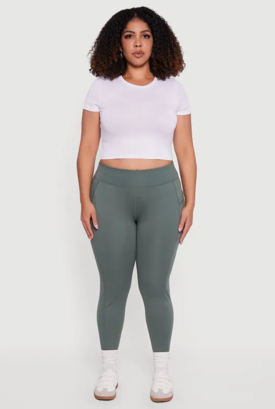 Plus Size High Waisted Leggings with Side Pockets sold by Rainbow