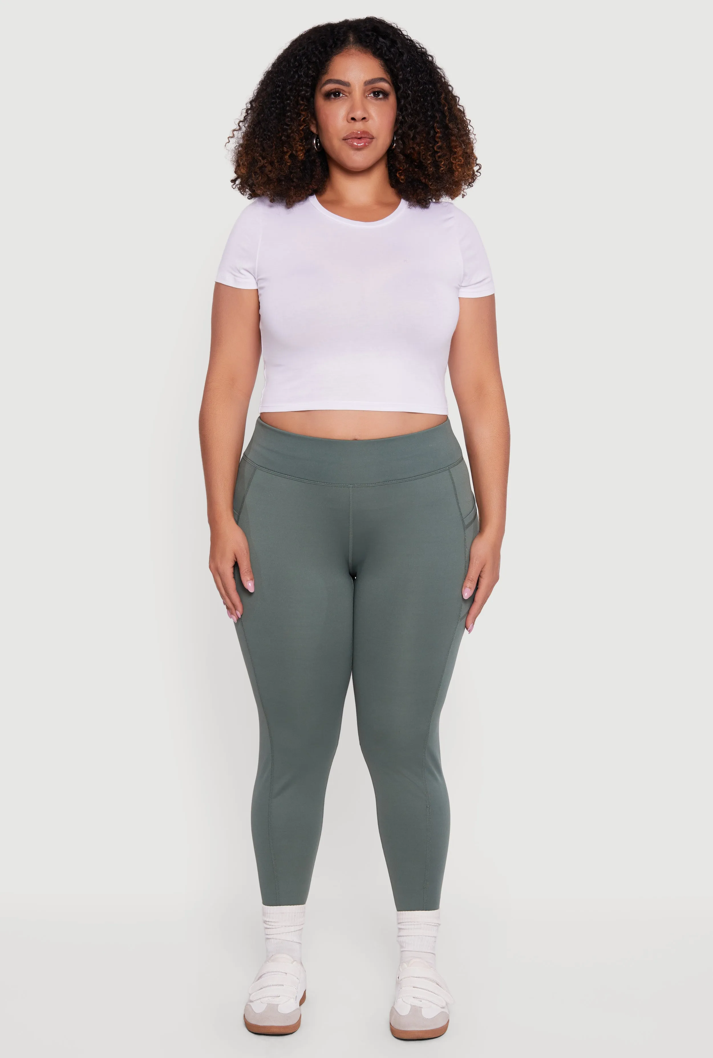 Plus Size High Waisted Leggings with Side Pockets sold by Rainbow