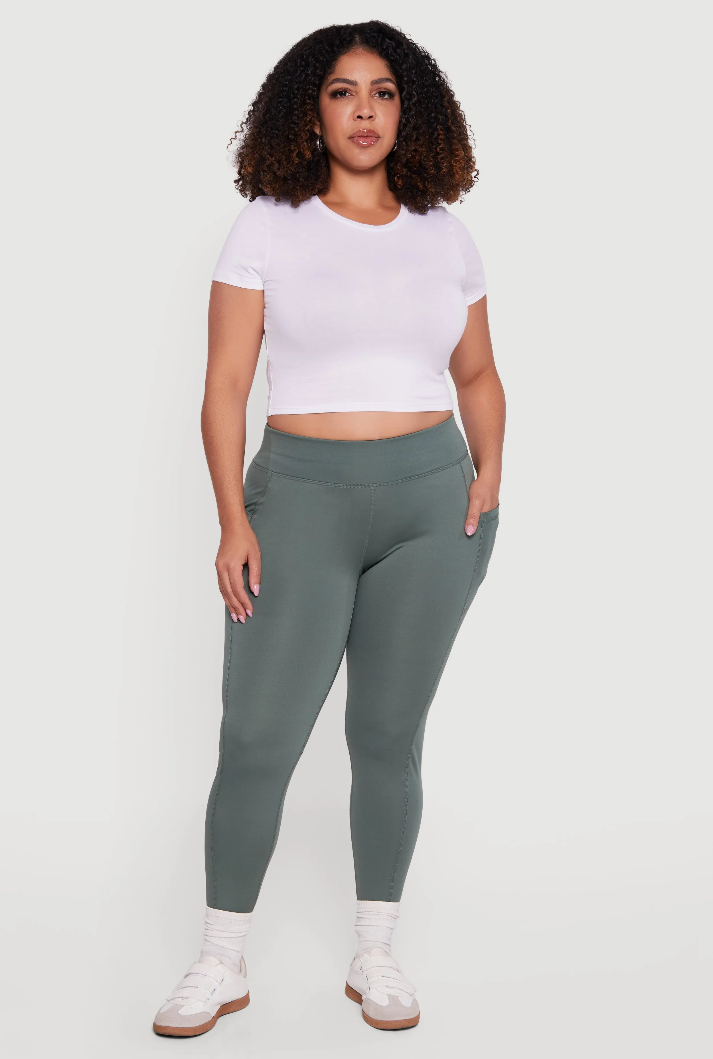 Plus Size High Waisted Leggings with Side Pockets sold by Rainbow product image thumbnail 2