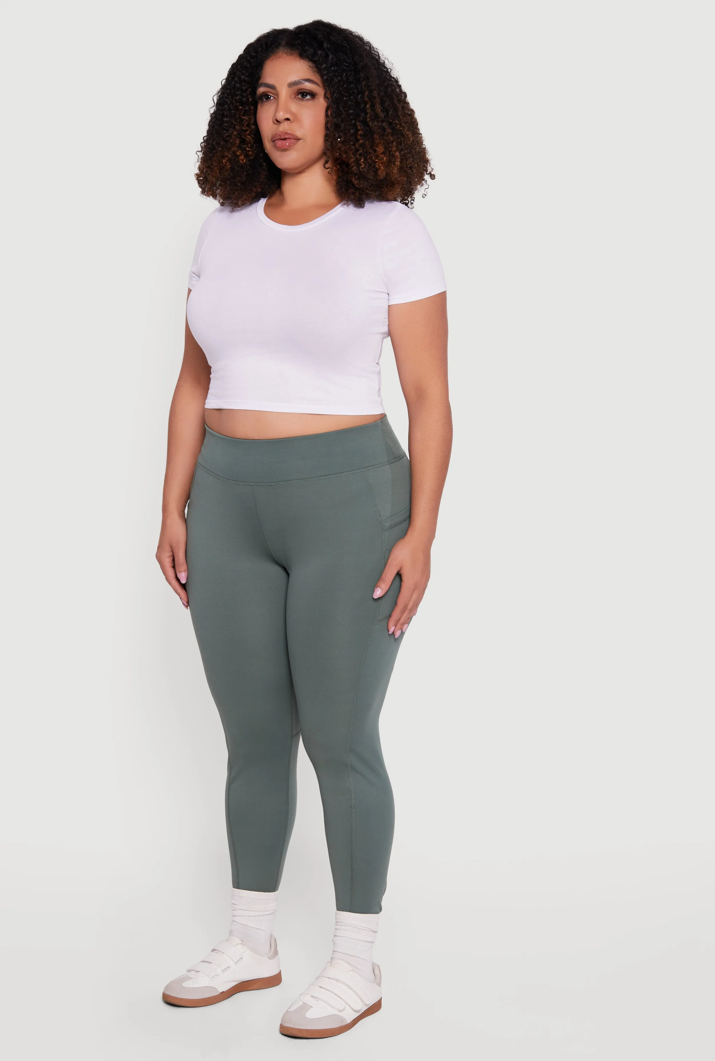 Plus Size High Waisted Leggings with Side Pockets sold by Rainbow product image thumbnail 3