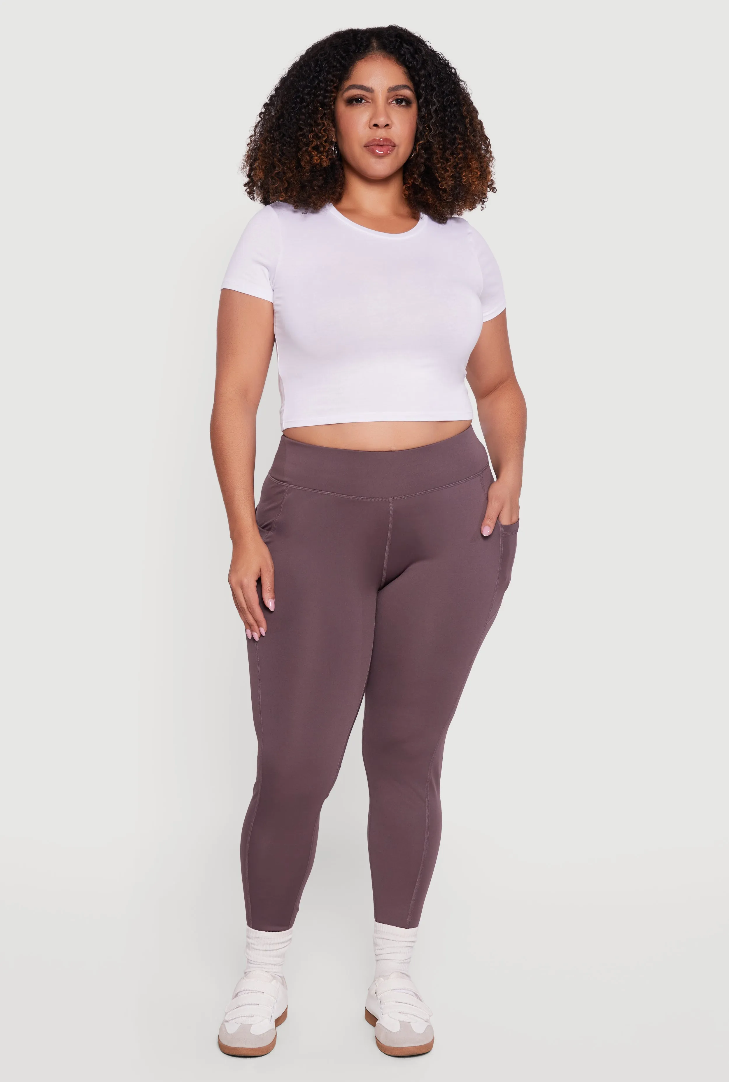 Plus Size High Waisted Leggings with Side Pockets sold by Rainbow product image thumbnail 2