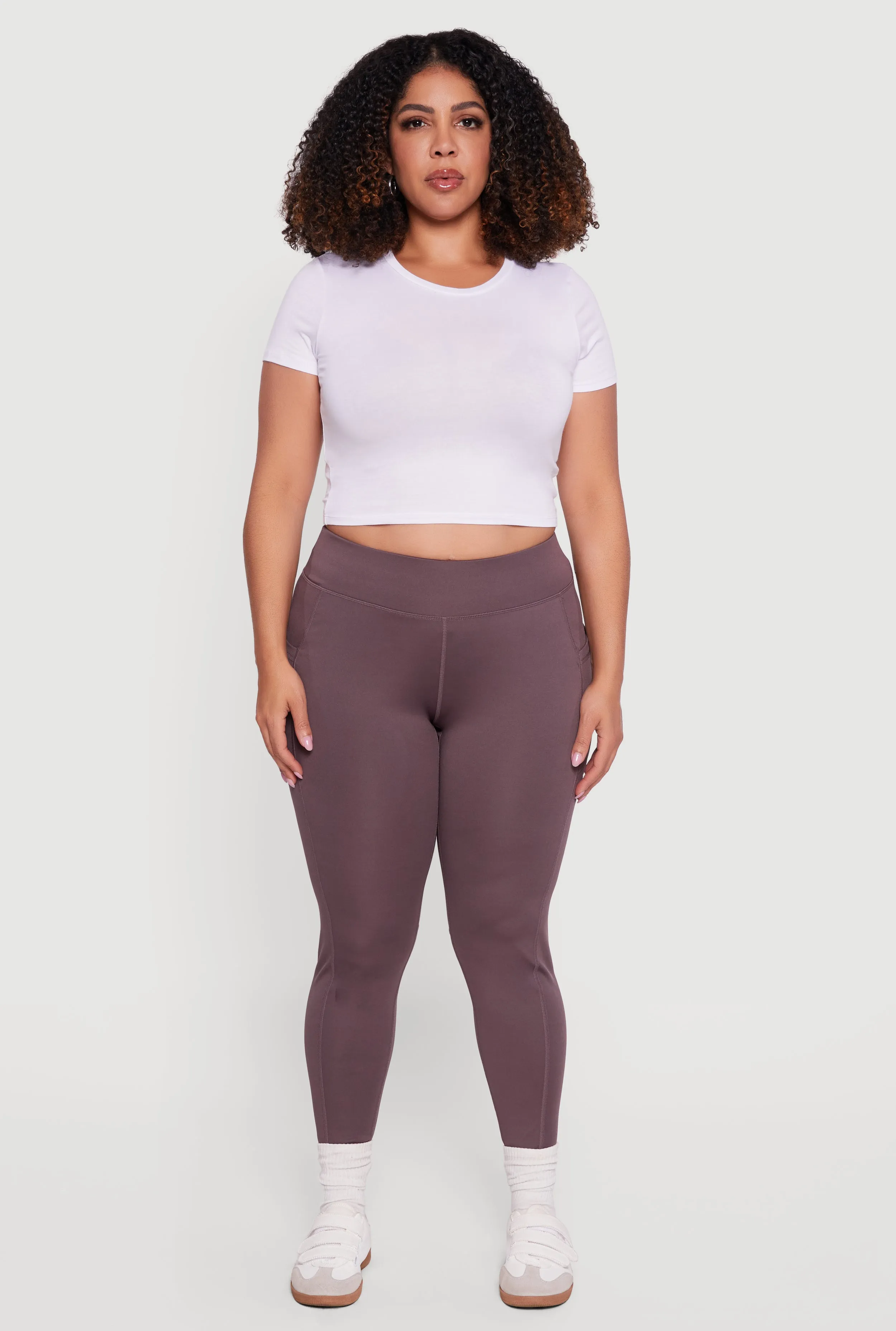 Plus Size High Waisted Leggings with Side Pockets sold by Rainbow