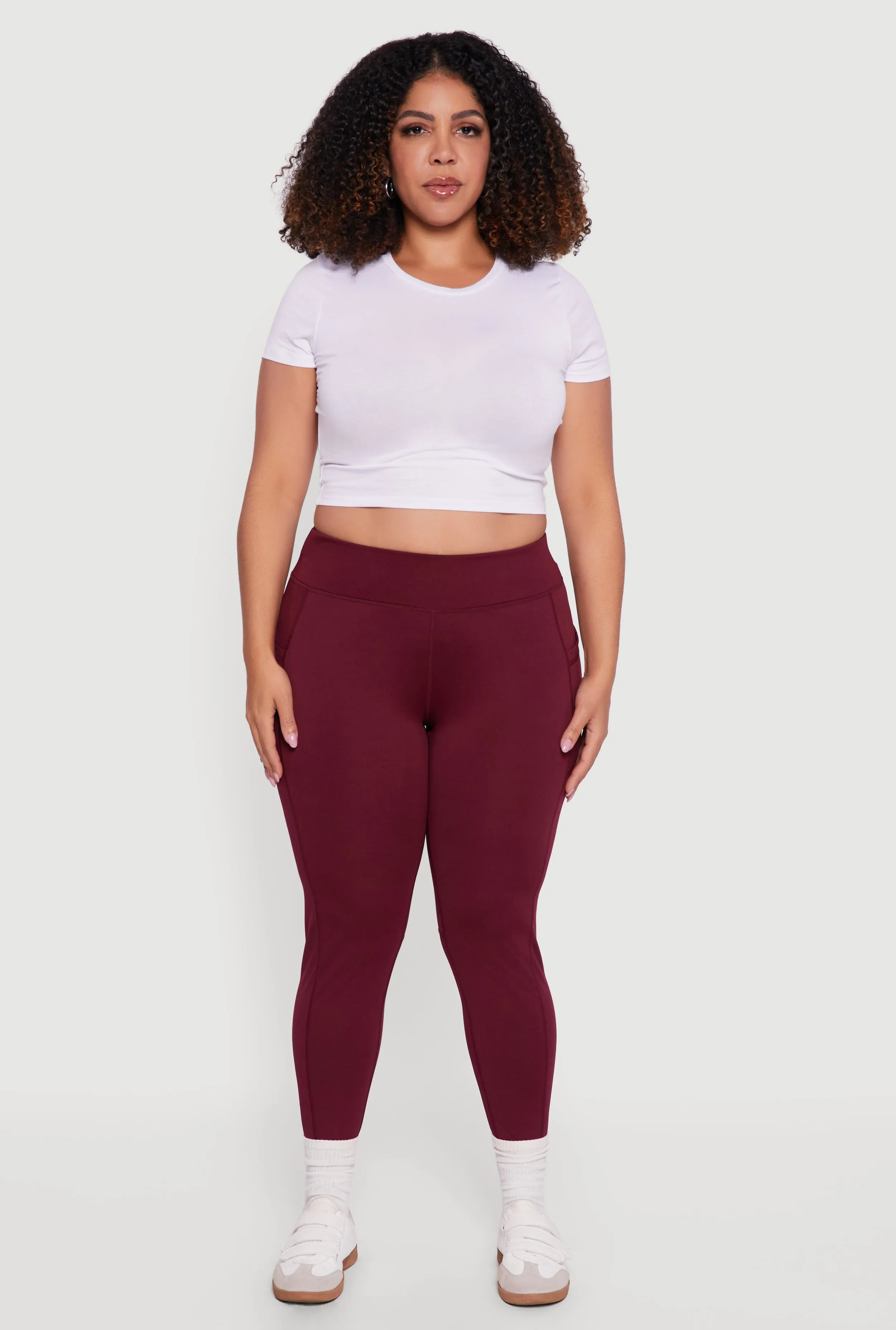 Plus Size High Waisted Leggings with Side Pockets sold by Rainbow