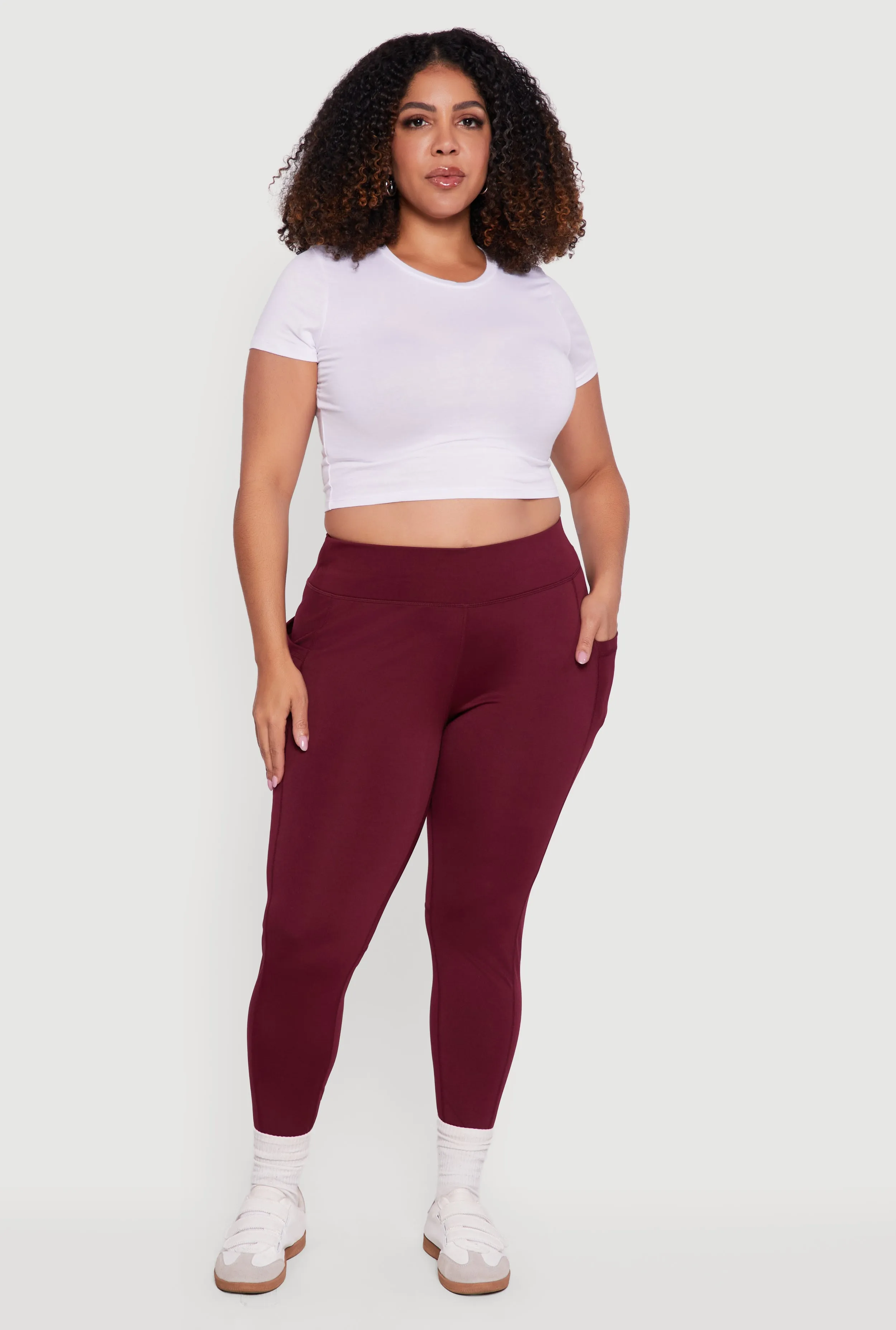 Plus Size High Waisted Leggings with Side Pockets sold by Rainbow product image thumbnail 2