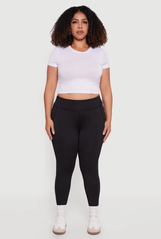 Plus Size High Waisted Leggings with Side Pockets sold by Rainbow