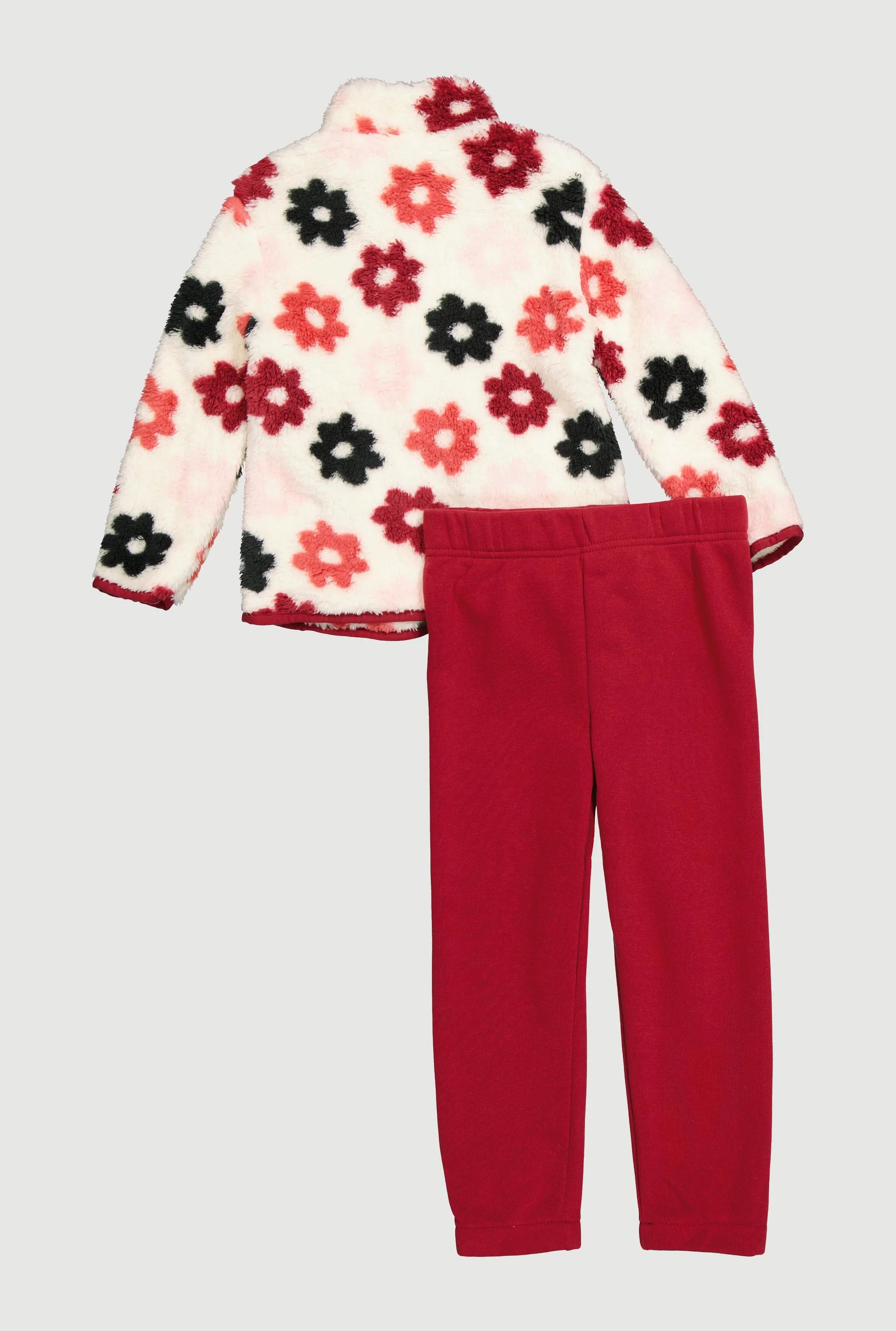 Little Girls Floral Sherpa Zip Front Jacket and Sweatpants sold by Rainbow product image thumbnail 3