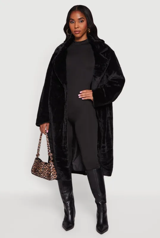 Solid Faux Fur Trench Coat sold by Rainbow