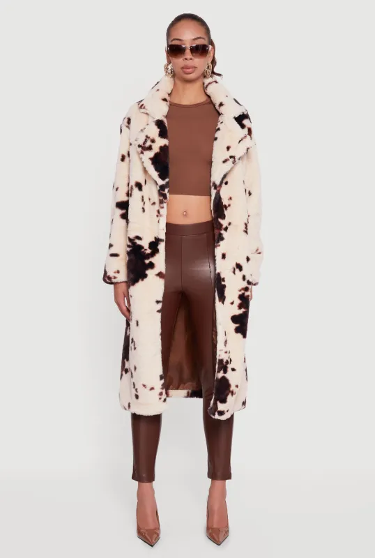 Patterned Faux Fur Trench Coat sold by Rainbow