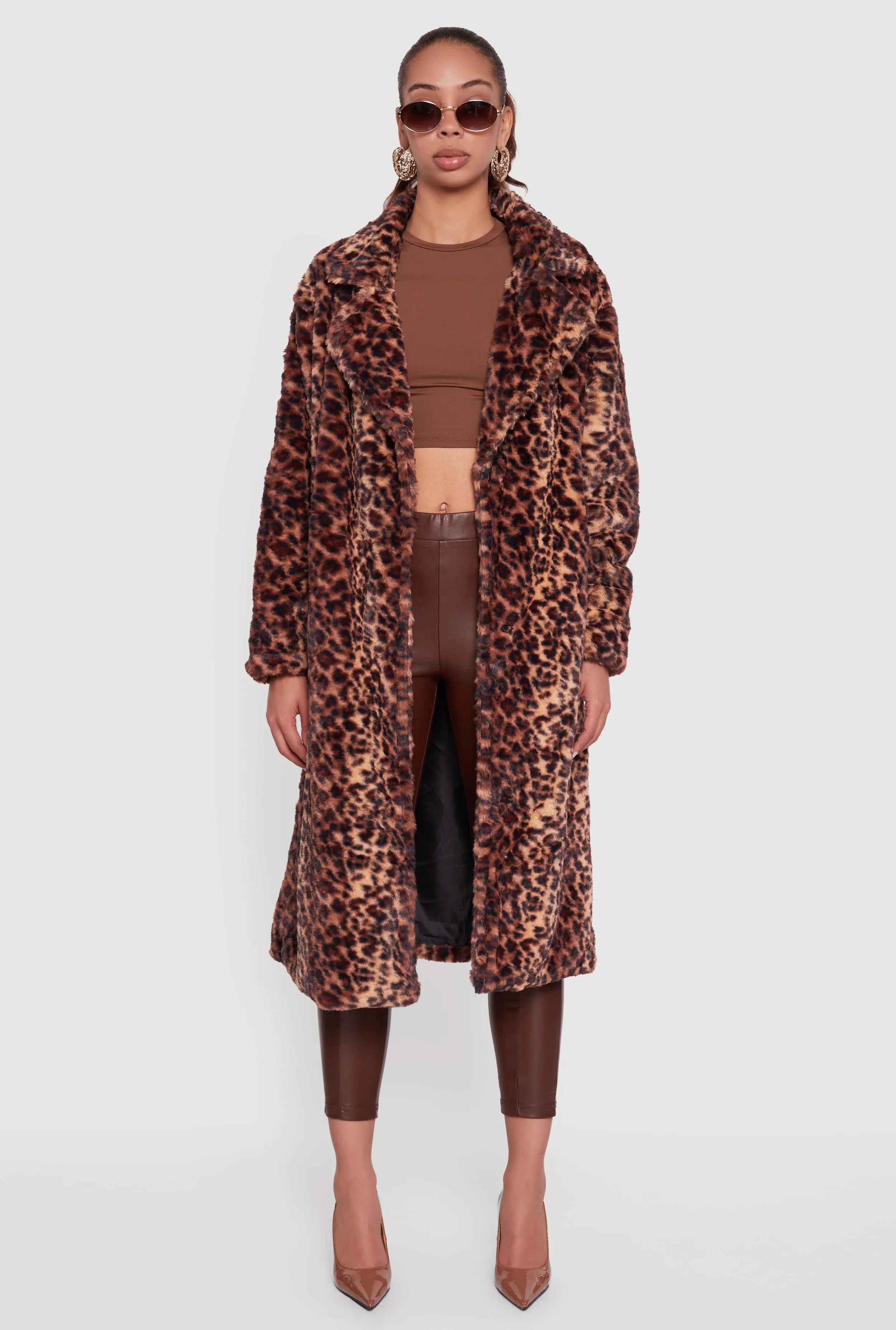 Patterned Faux Fur Trench Coat sold by Rainbow product image thumbnail 2