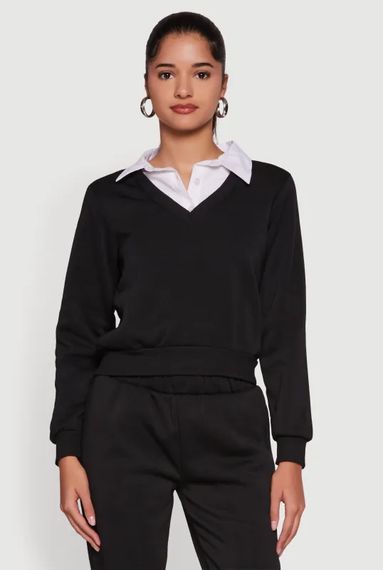 Color Block Layered Look Sweatshirt sold by Rainbow