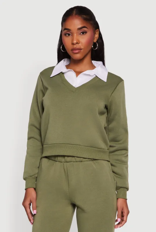 Color Block Layered Look Sweatshirt sold by Rainbow