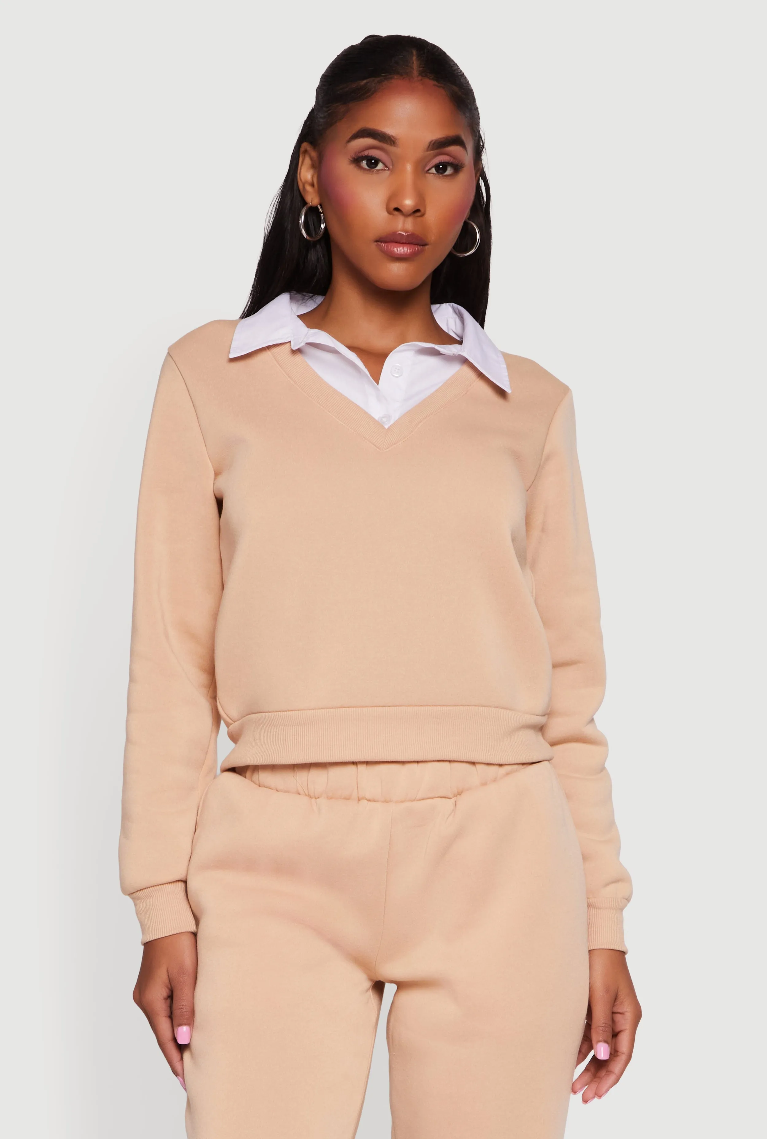 Color Block Layered Look Sweatshirt sold by Rainbow