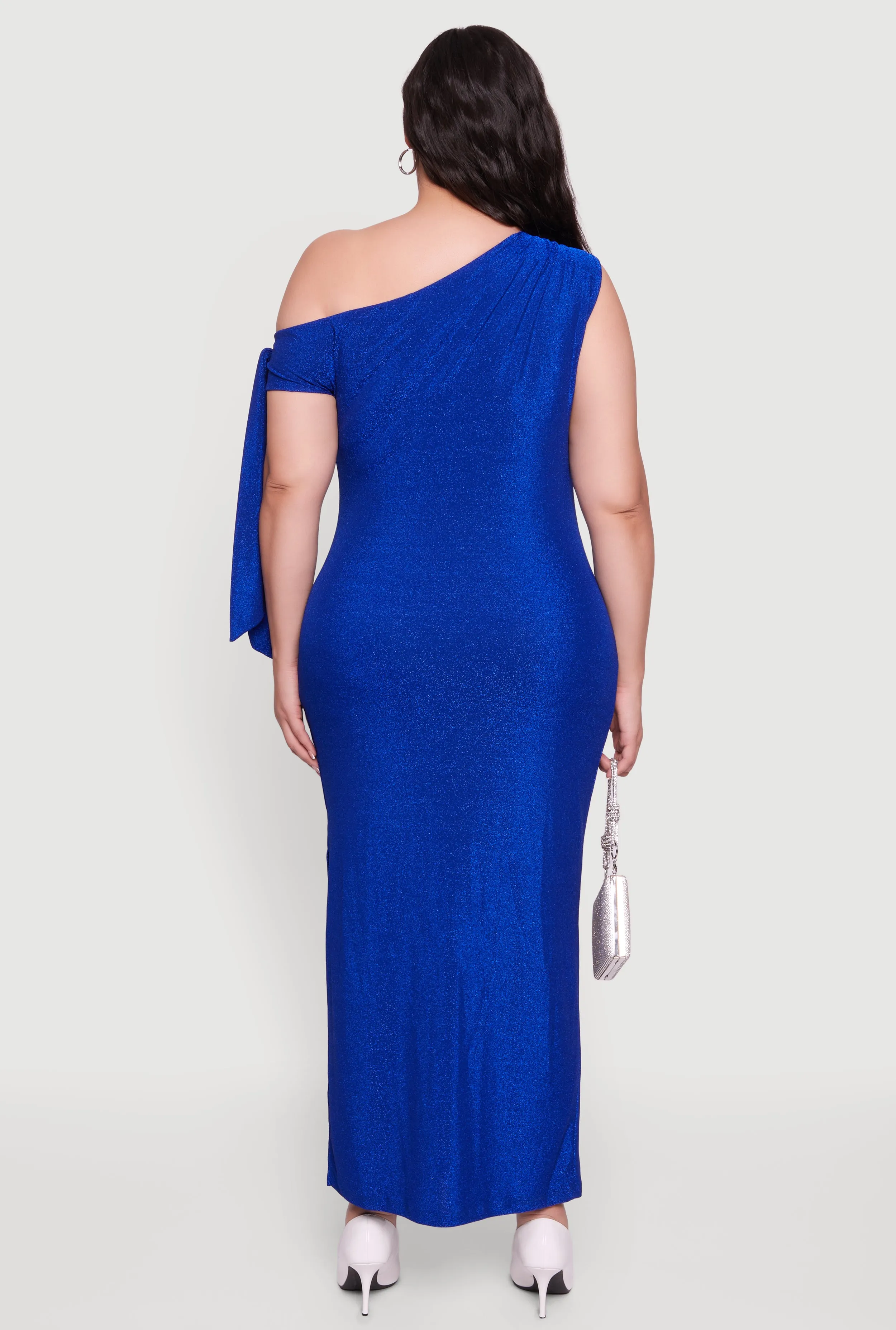 Plus Size One Shoulder Lurex Maxi Dress with Side Slit sold by Rainbow product image thumbnail 5