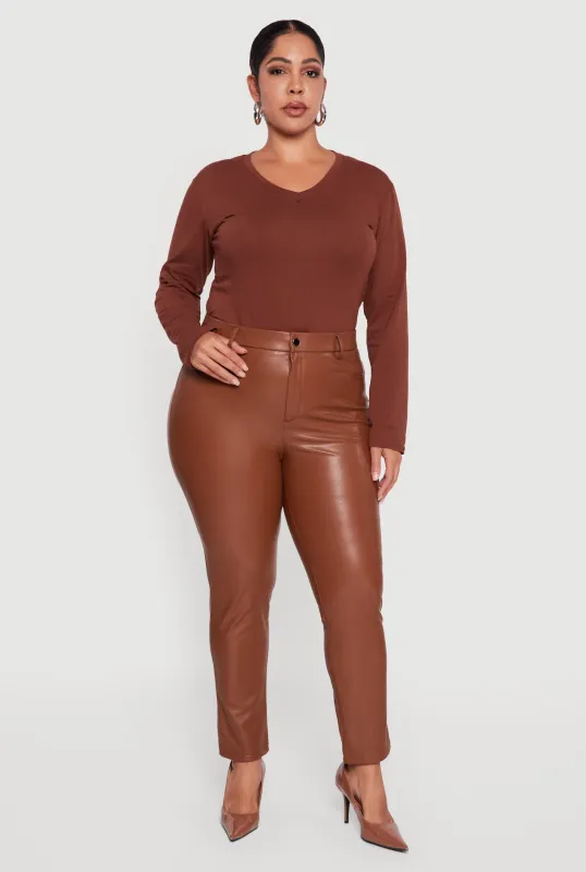 Plus Size High Waisted Faux Leather Pants sold by Rainbow
