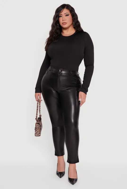 Plus Size High Waisted Faux Leather Pants sold by Rainbow