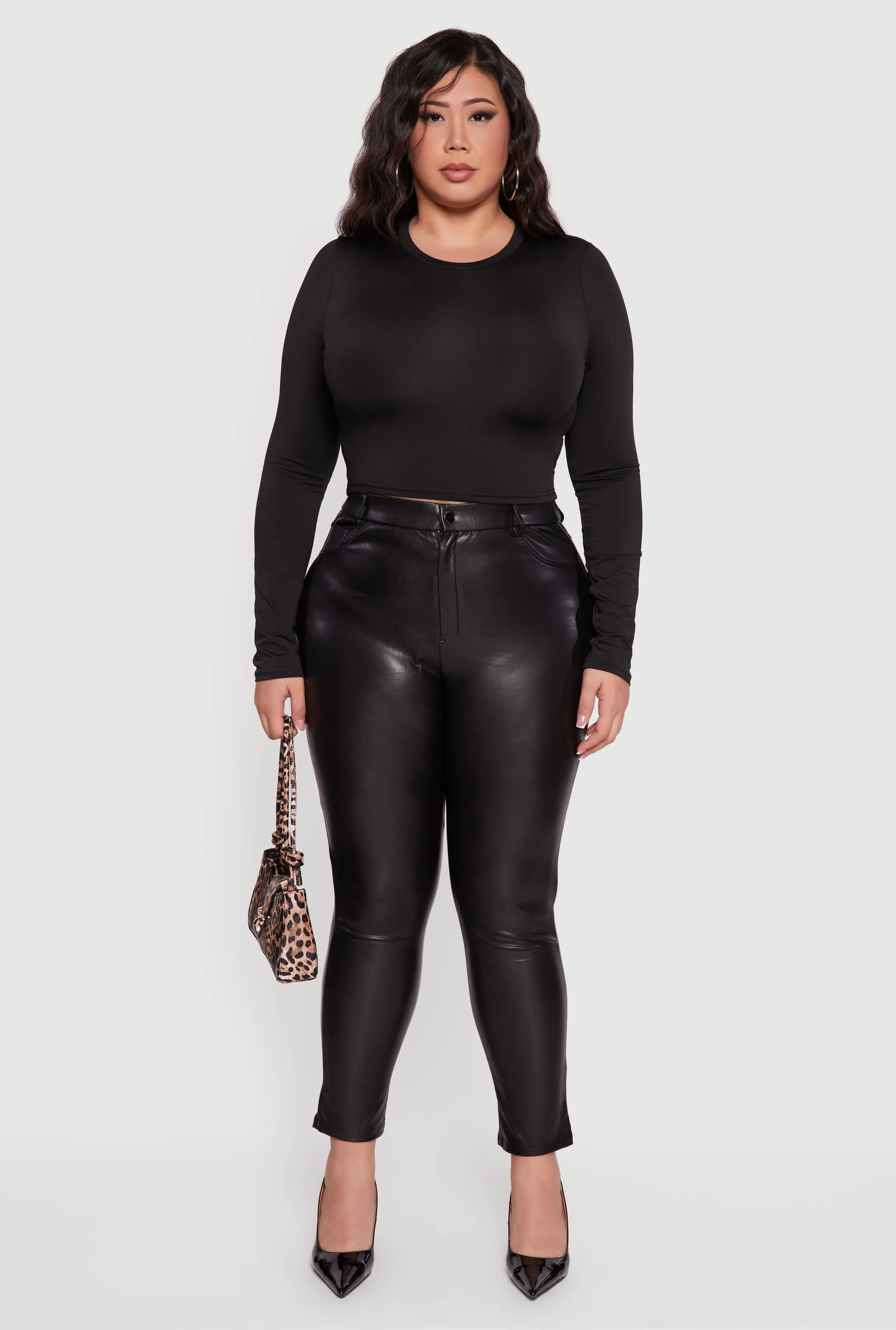 Plus Size High Waisted Faux Leather Pants sold by Rainbow product image thumbnail 2