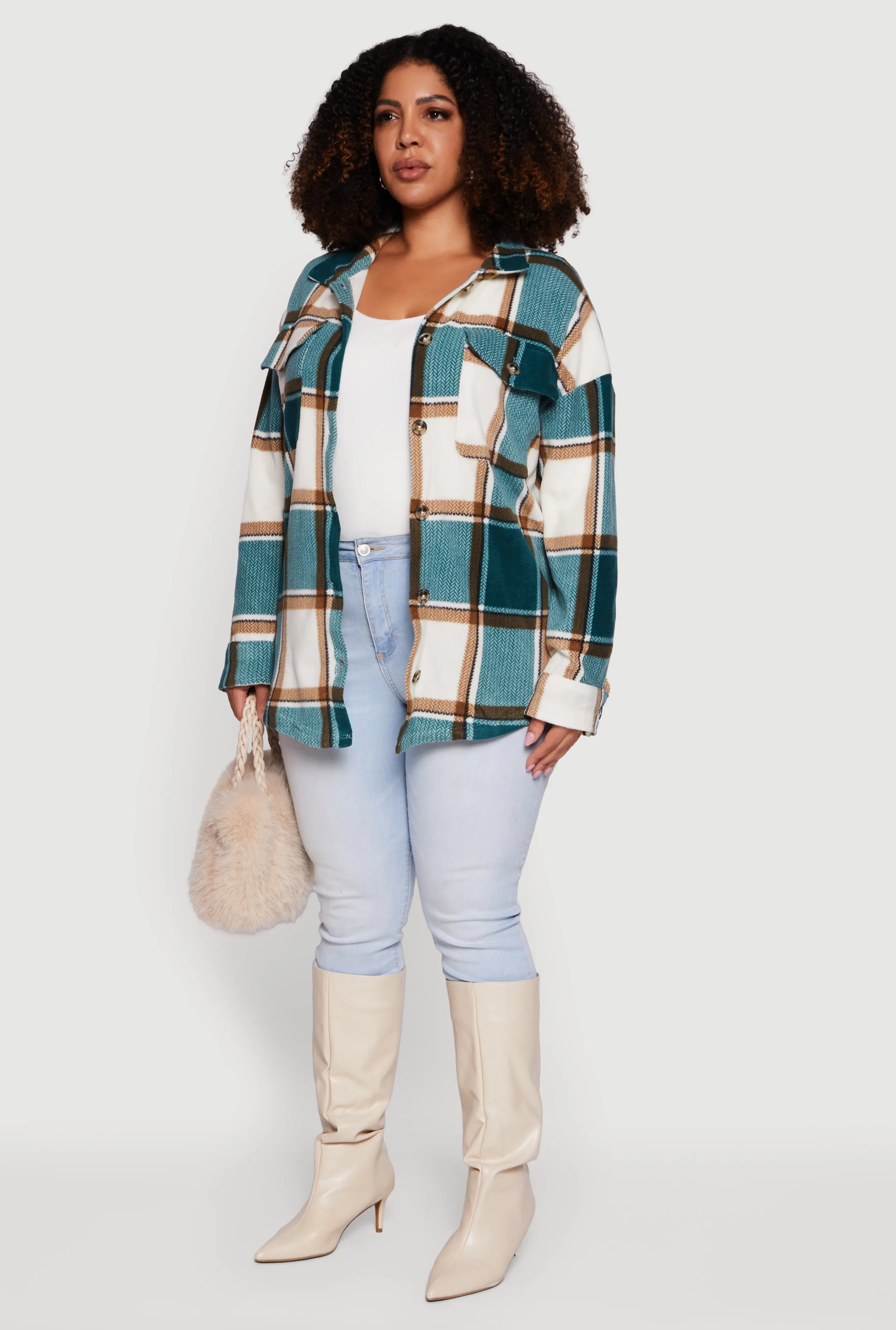 Plus Size Plaid Button Front Shacket sold by Rainbow product image thumbnail 5