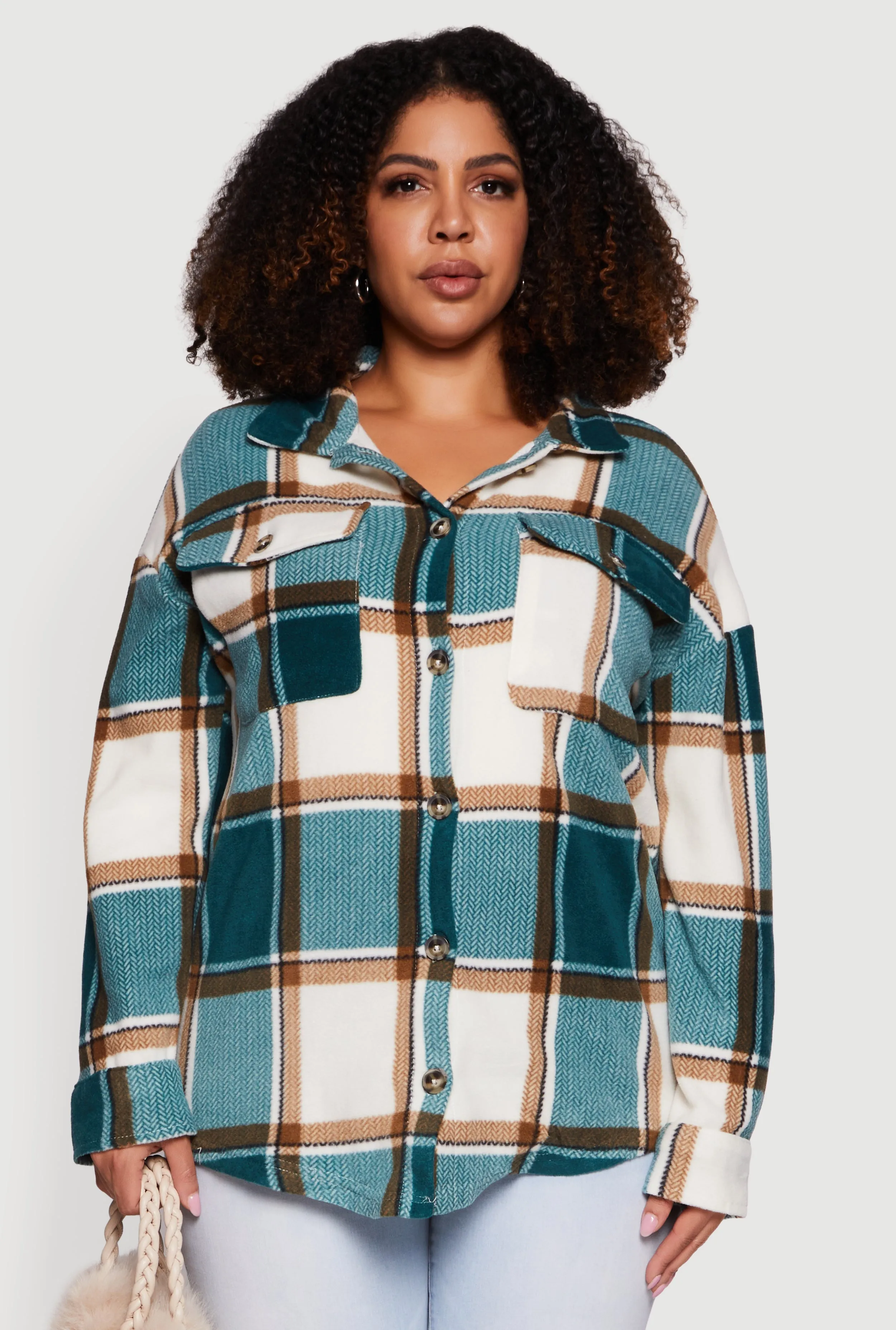Plus Size Plaid Button Front Shacket sold by Rainbow product image thumbnail 2