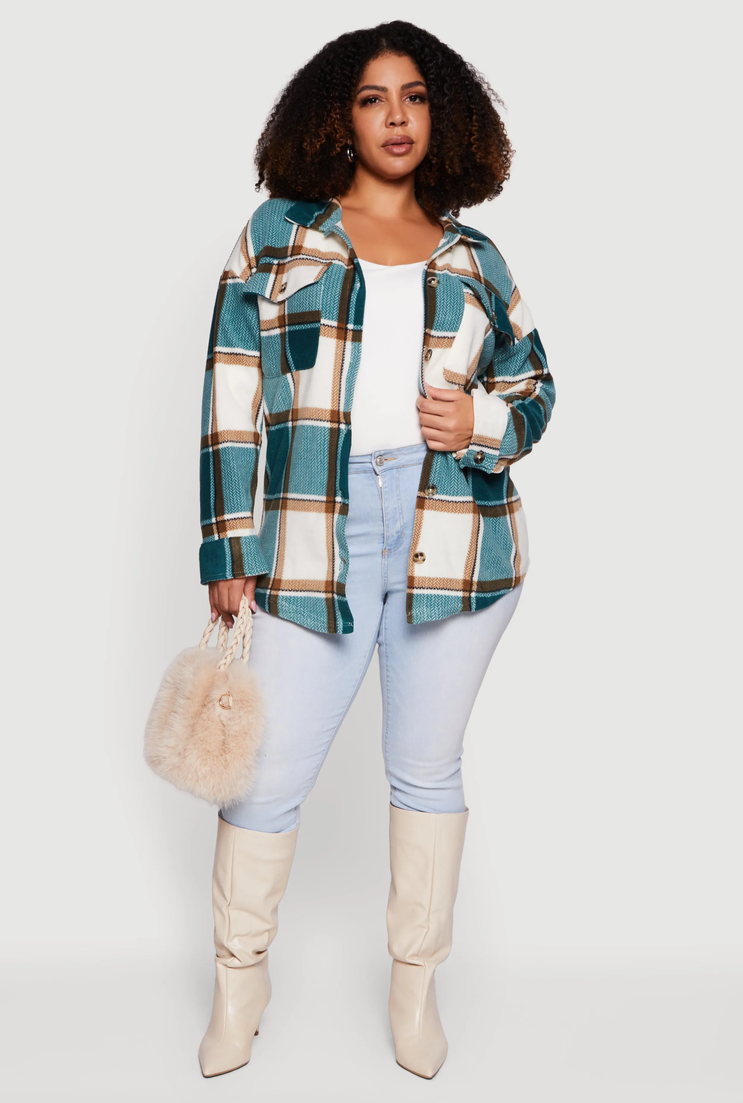Plus Size Plaid Button Front Shacket sold by Rainbow product image thumbnail 3
