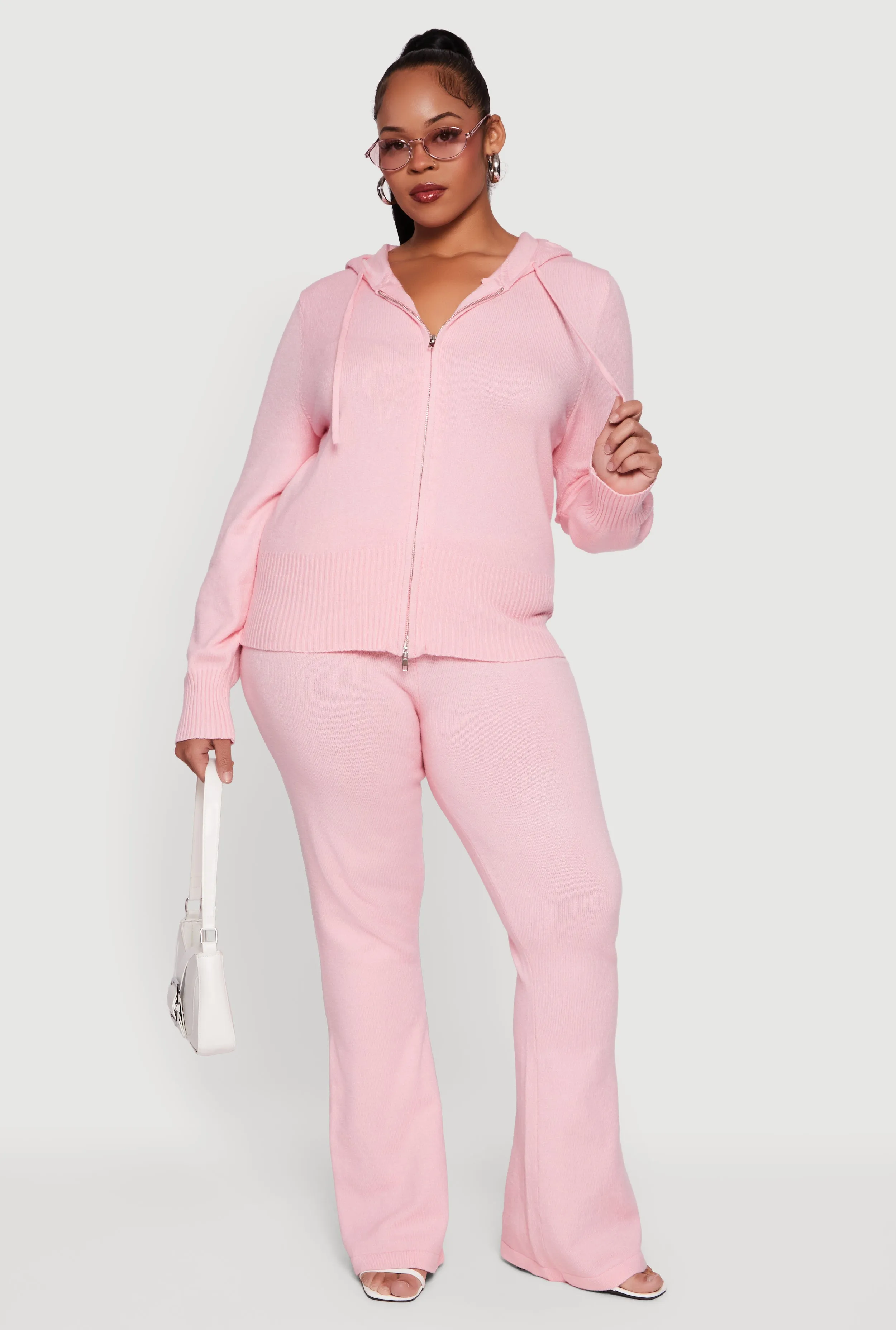 Plus Size Zip Front Sweater Hoodie sold by Rainbow product image thumbnail 3
