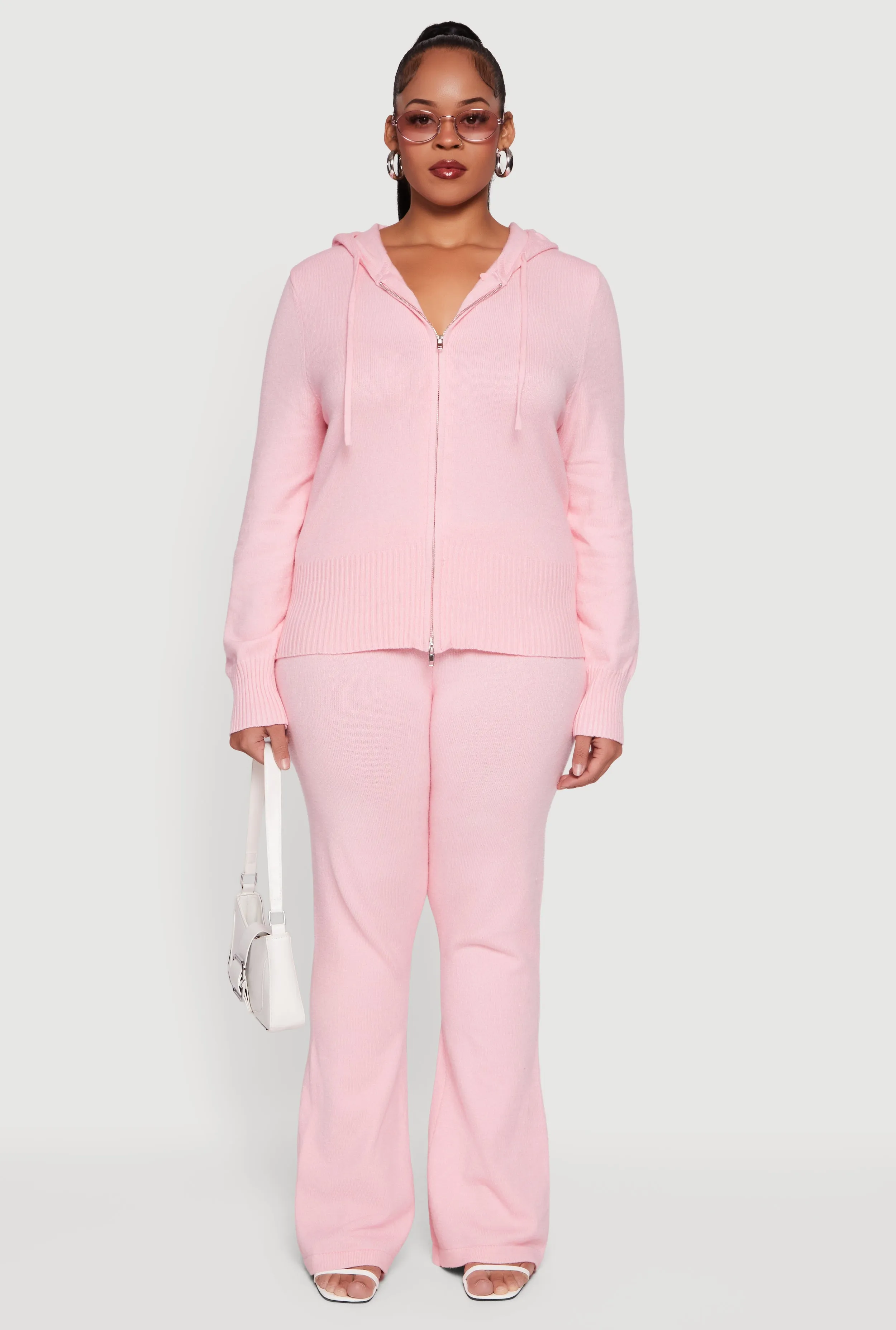 Plus Size Zip Front Sweater Hoodie sold by Rainbow product image thumbnail 2