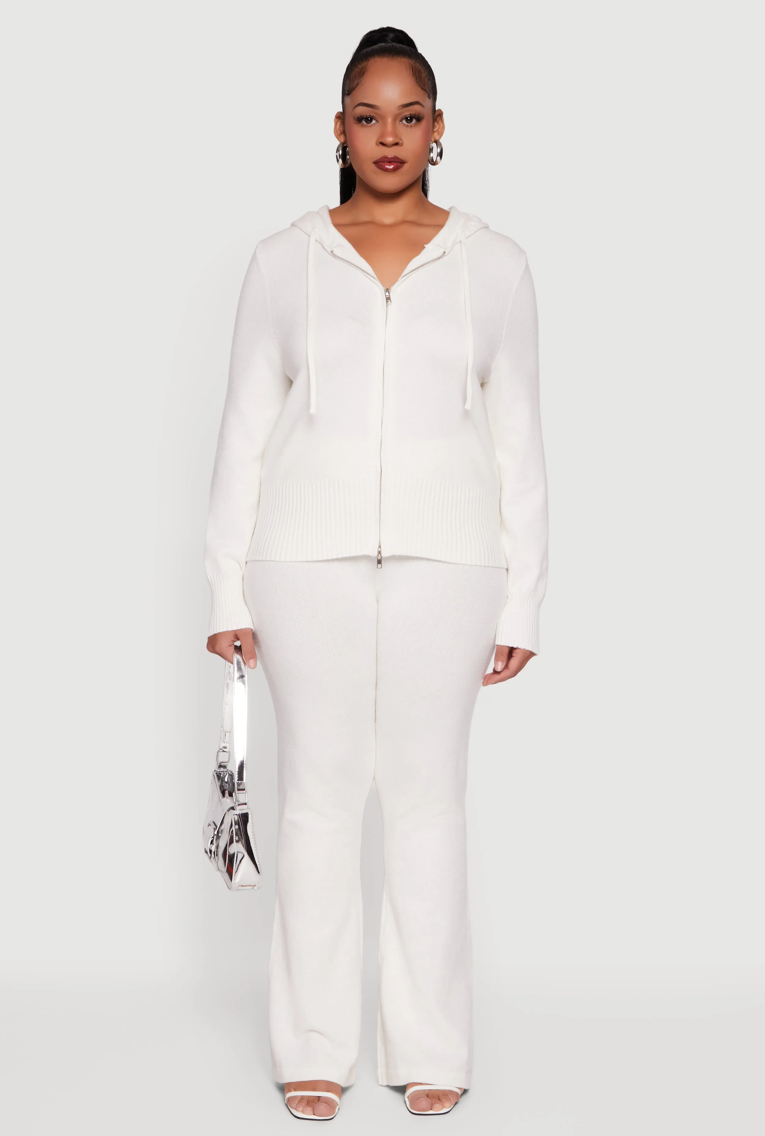 Plus Size Zip Front Sweater Hoodie sold by Rainbow product image thumbnail 2