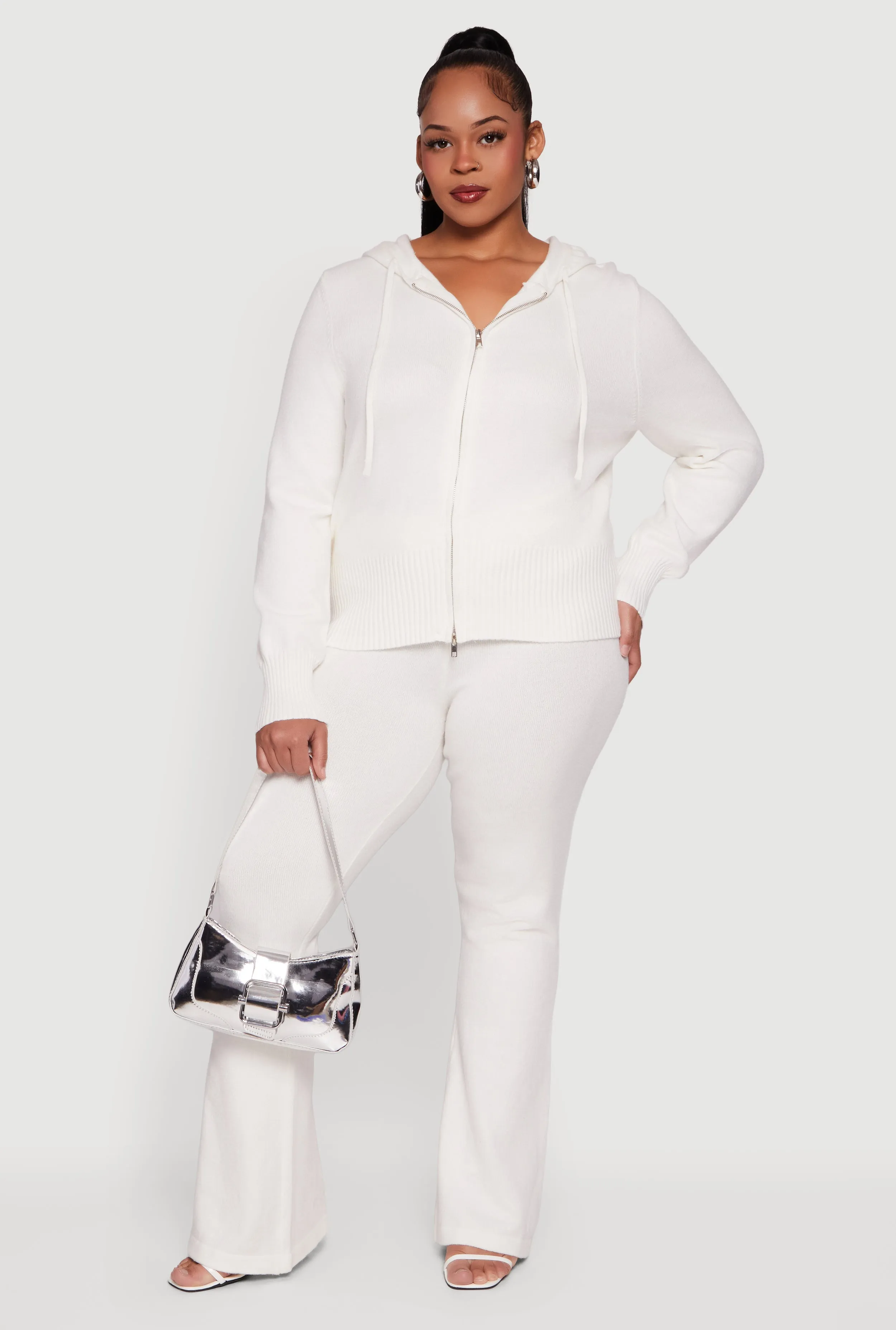 Plus Size Zip Front Sweater Hoodie sold by Rainbow product image thumbnail 3