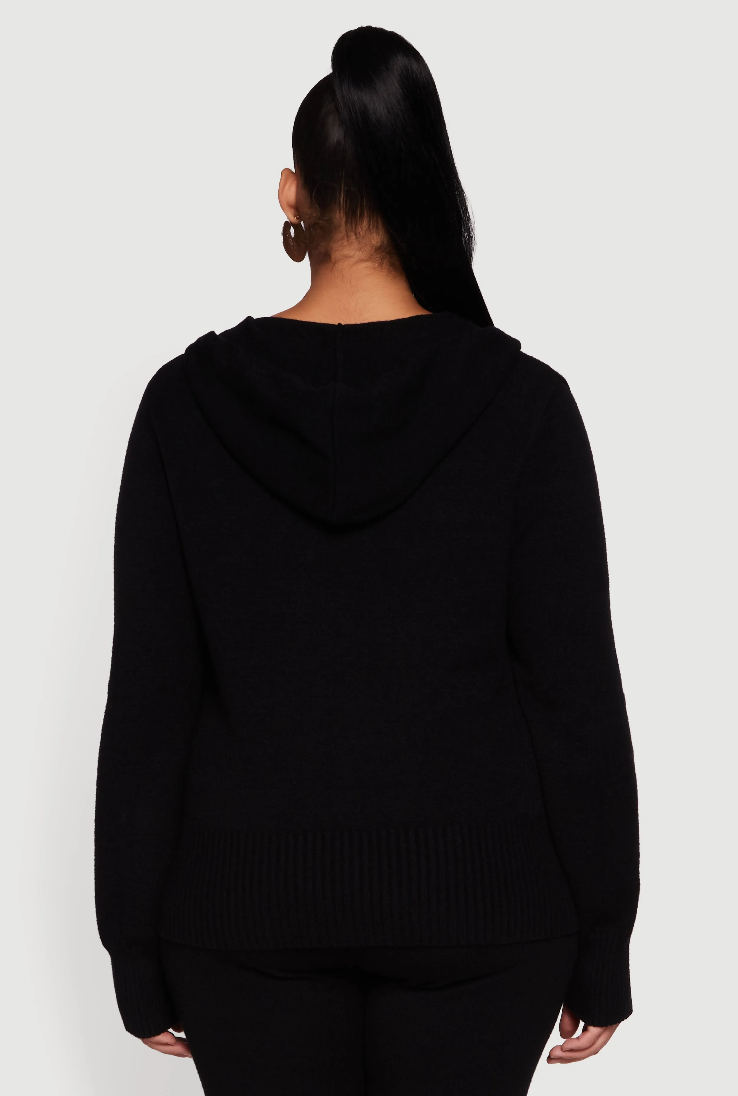 Plus Size Zip Front Sweater Hoodie sold by Rainbow product image thumbnail 5