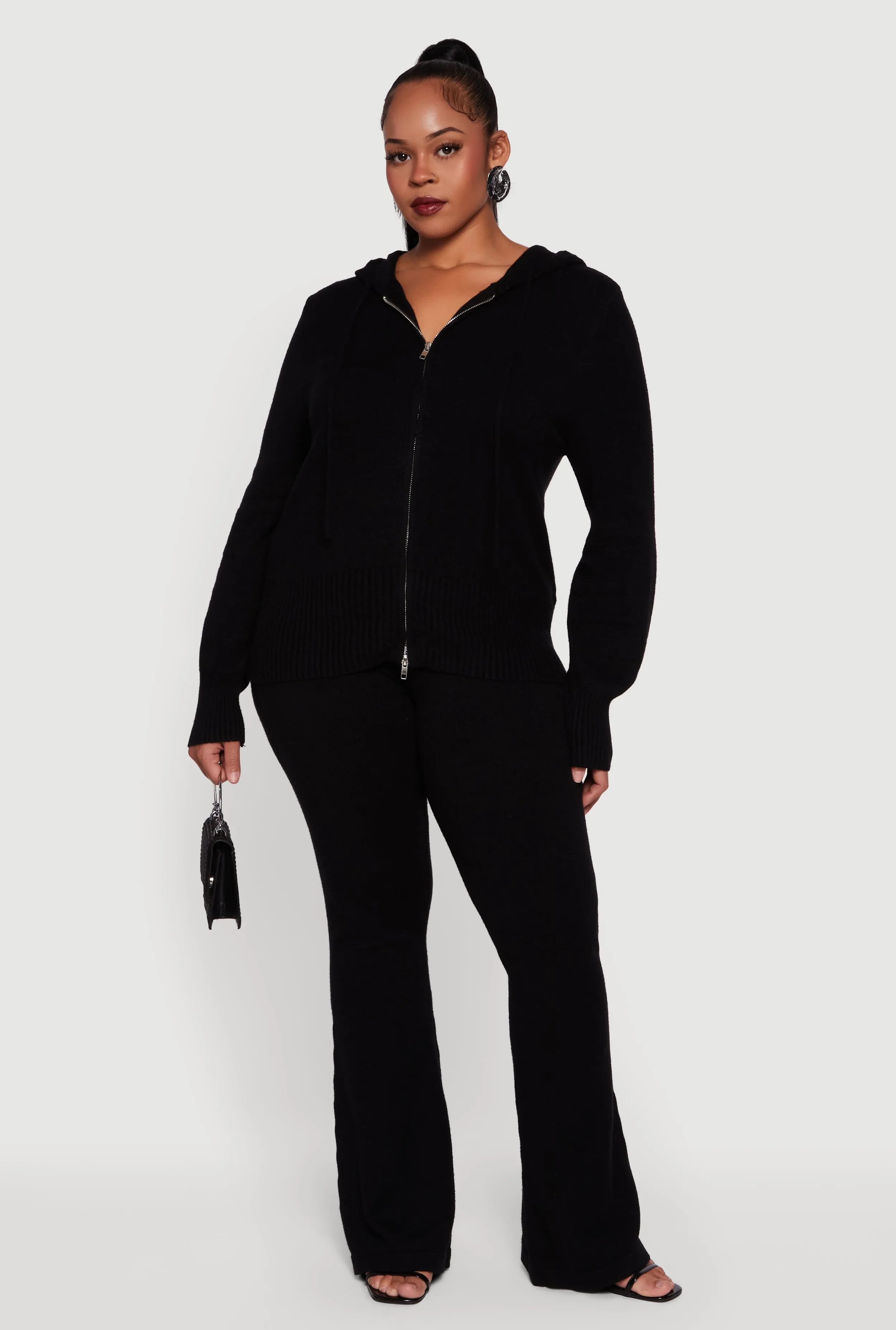 Plus Size Zip Front Sweater Hoodie sold by Rainbow product image thumbnail 2