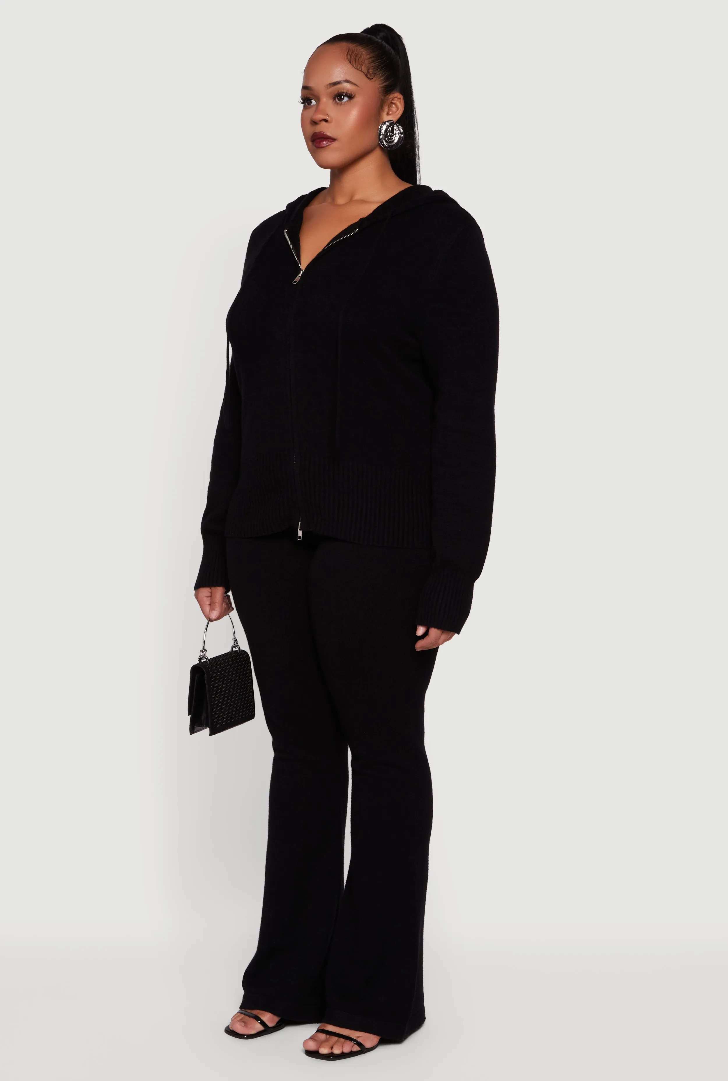 Plus Size Zip Front Sweater Hoodie sold by Rainbow product image thumbnail 4