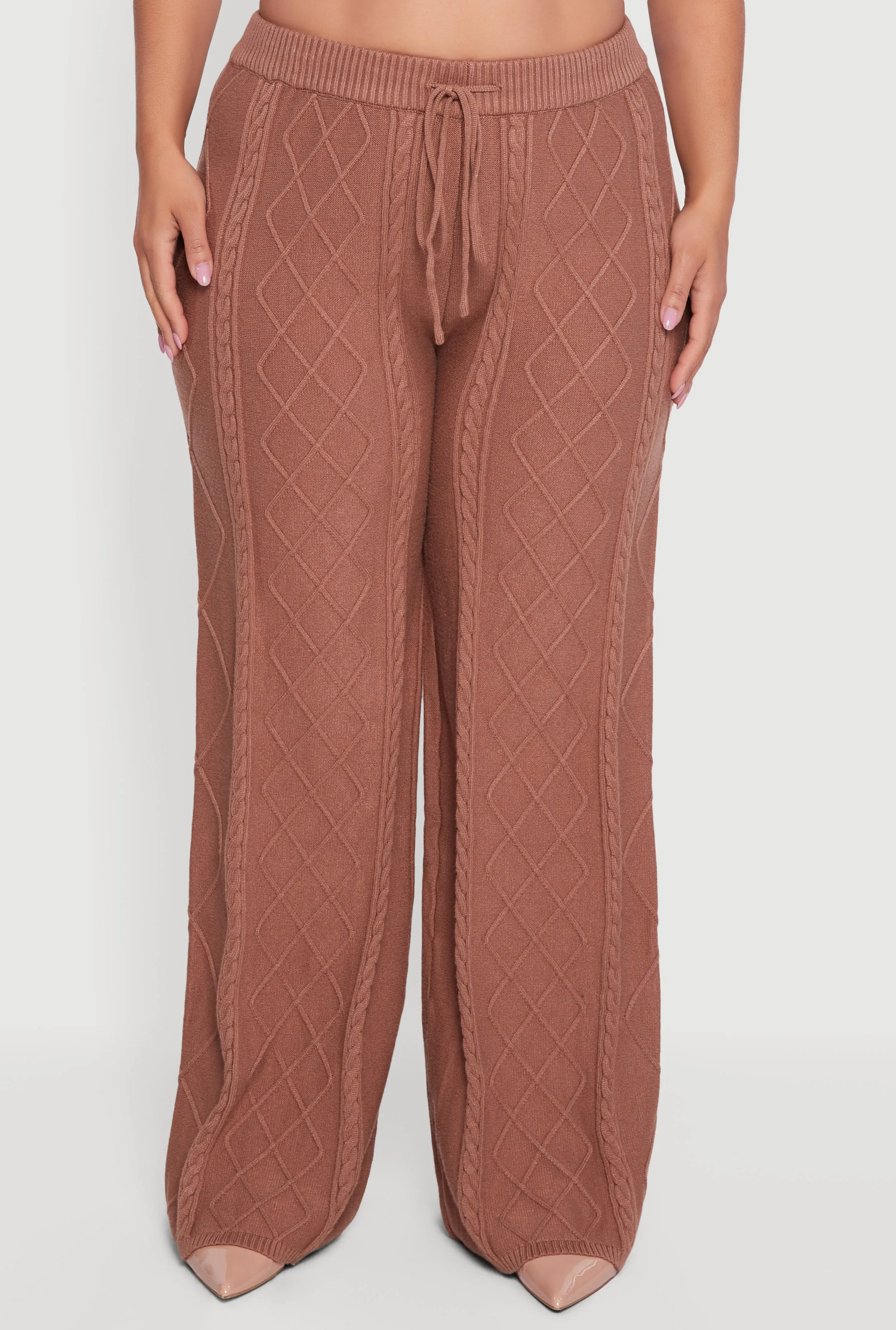 Plus Size Wide Leg Cable Knit Pants sold by Rainbow product image thumbnail 3