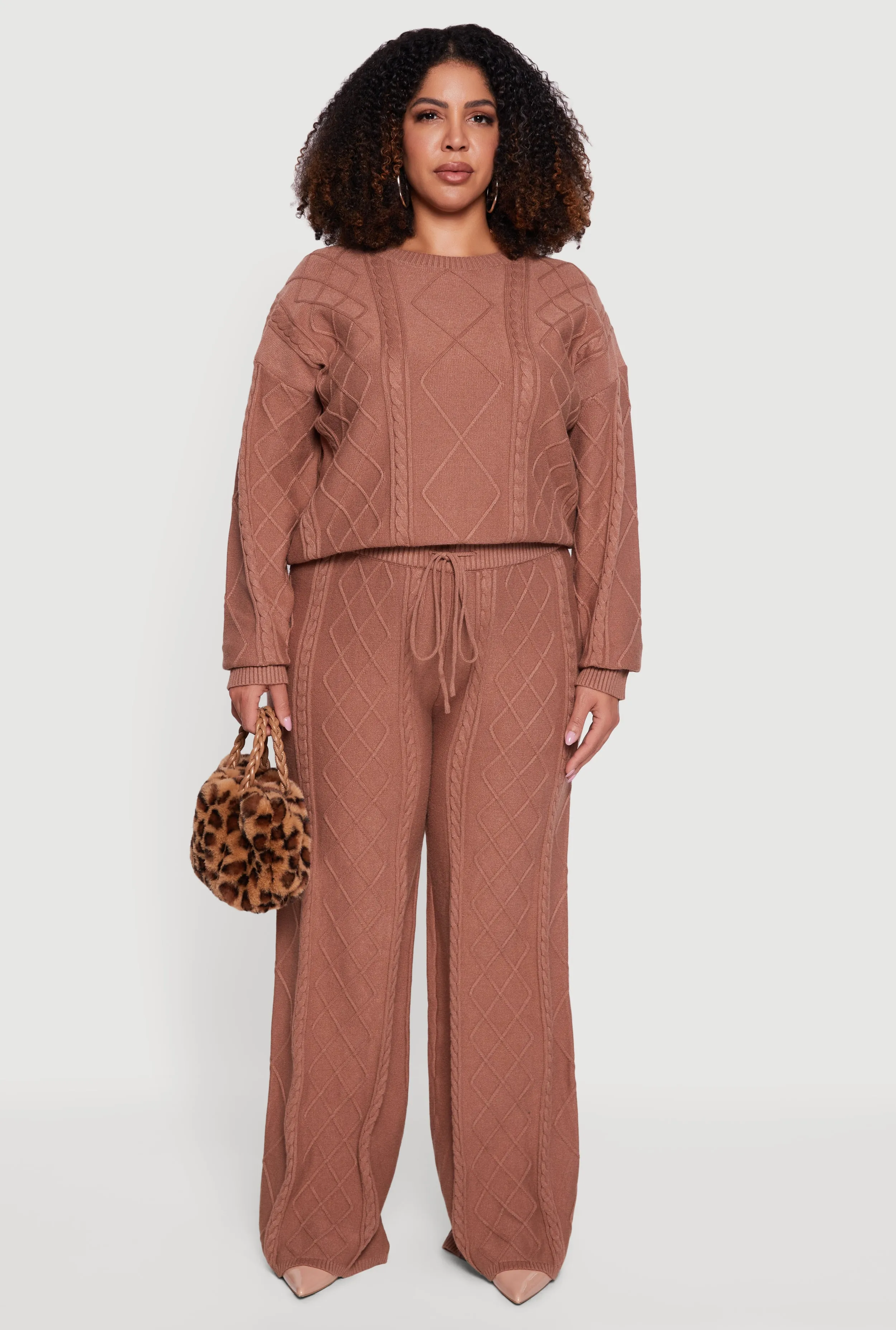 Plus Size Wide Leg Cable Knit Pants sold by Rainbow product image thumbnail 2