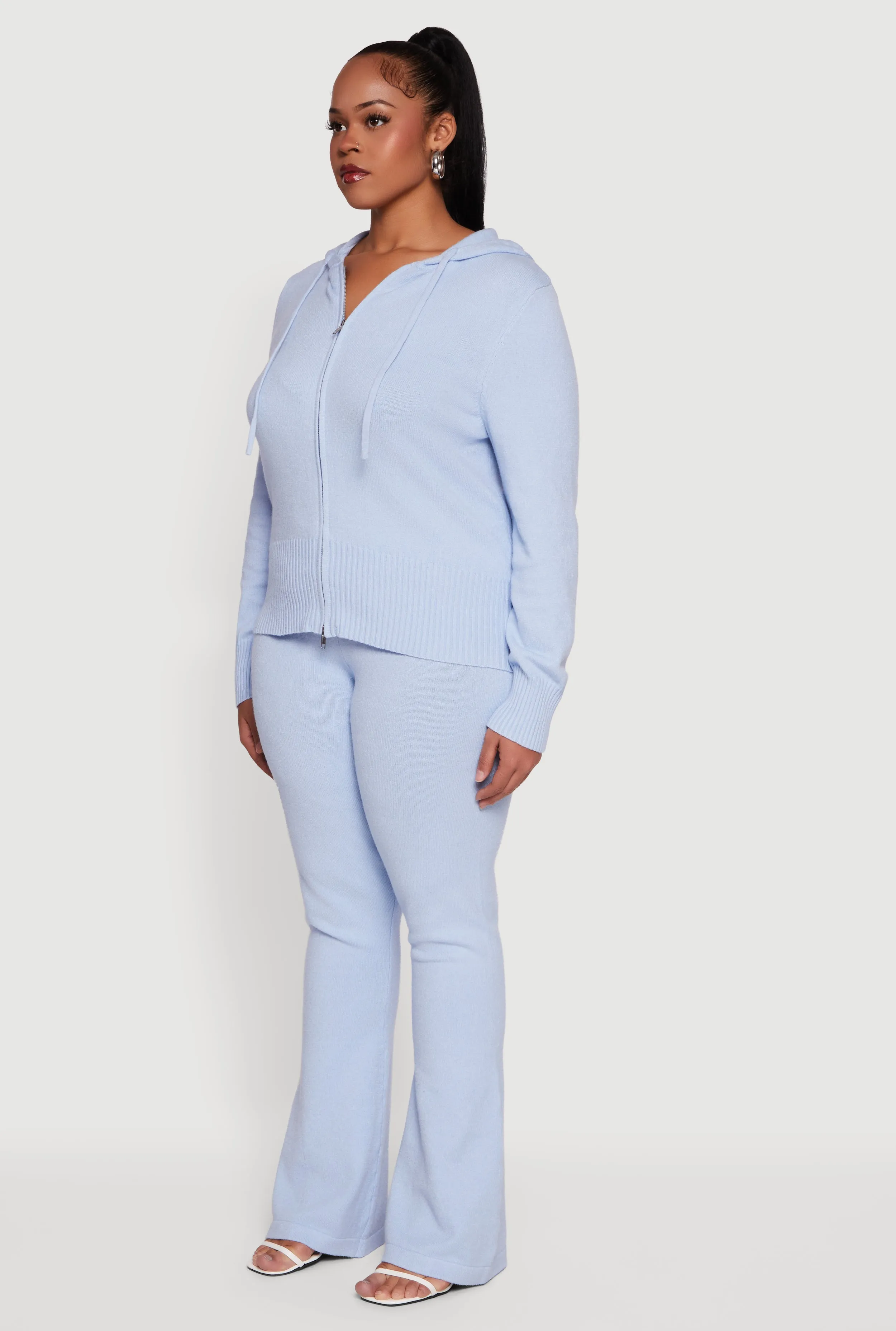 Plus Size Zip Front Sweater Hoodie sold by Rainbow product image thumbnail 5