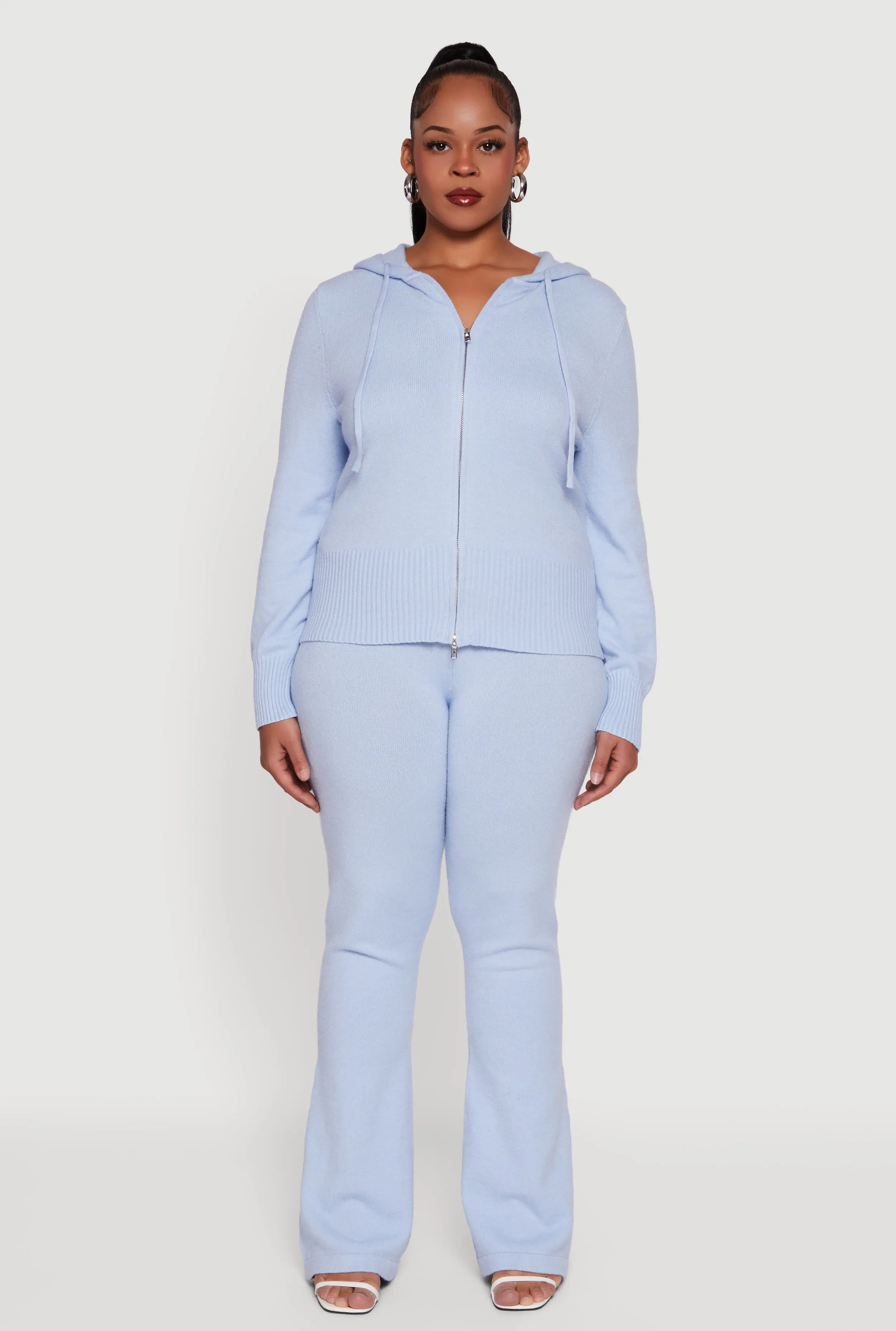 Plus Size Zip Front Sweater Hoodie sold by Rainbow product image thumbnail 2