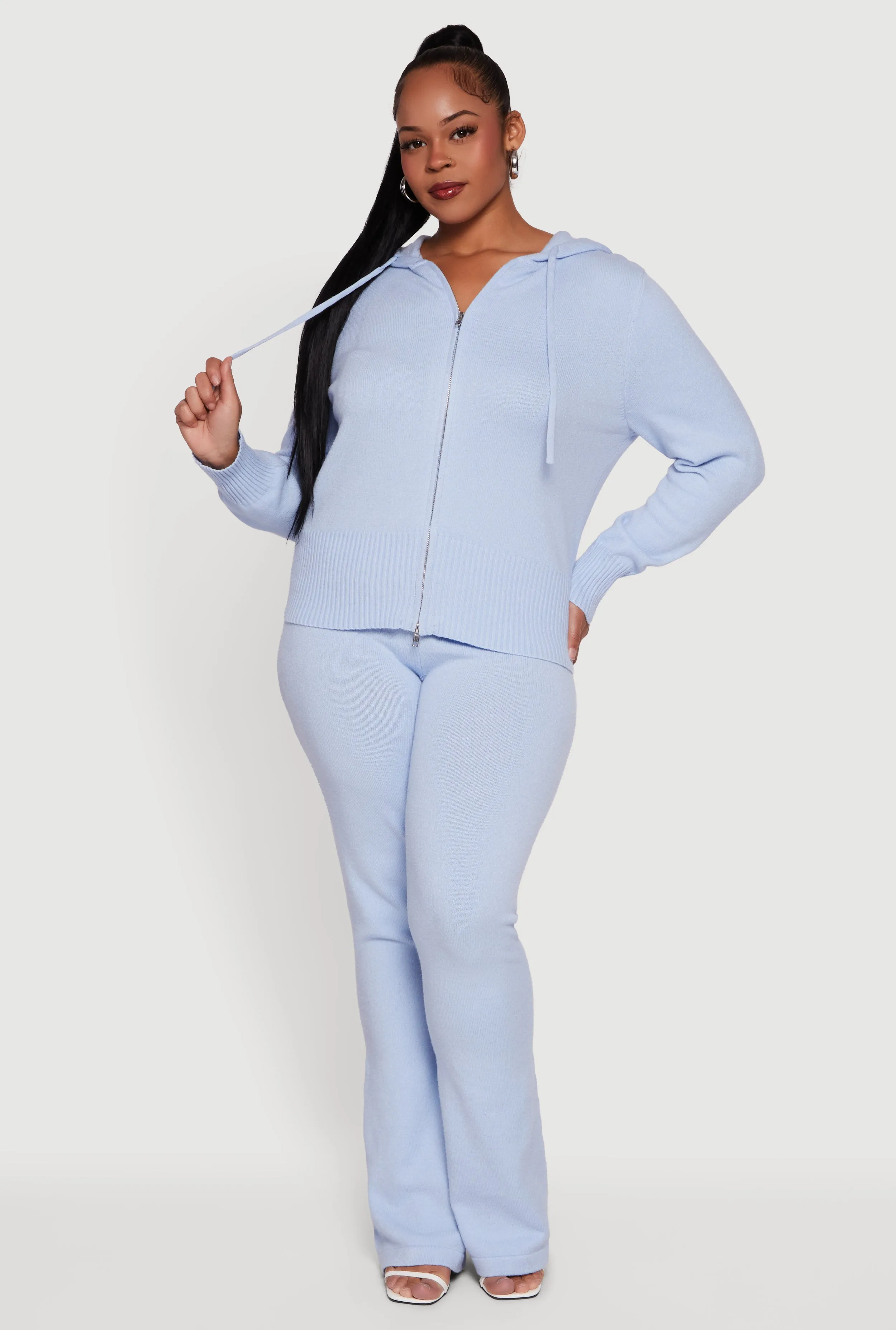 Plus Size Zip Front Sweater Hoodie sold by Rainbow product image thumbnail 3