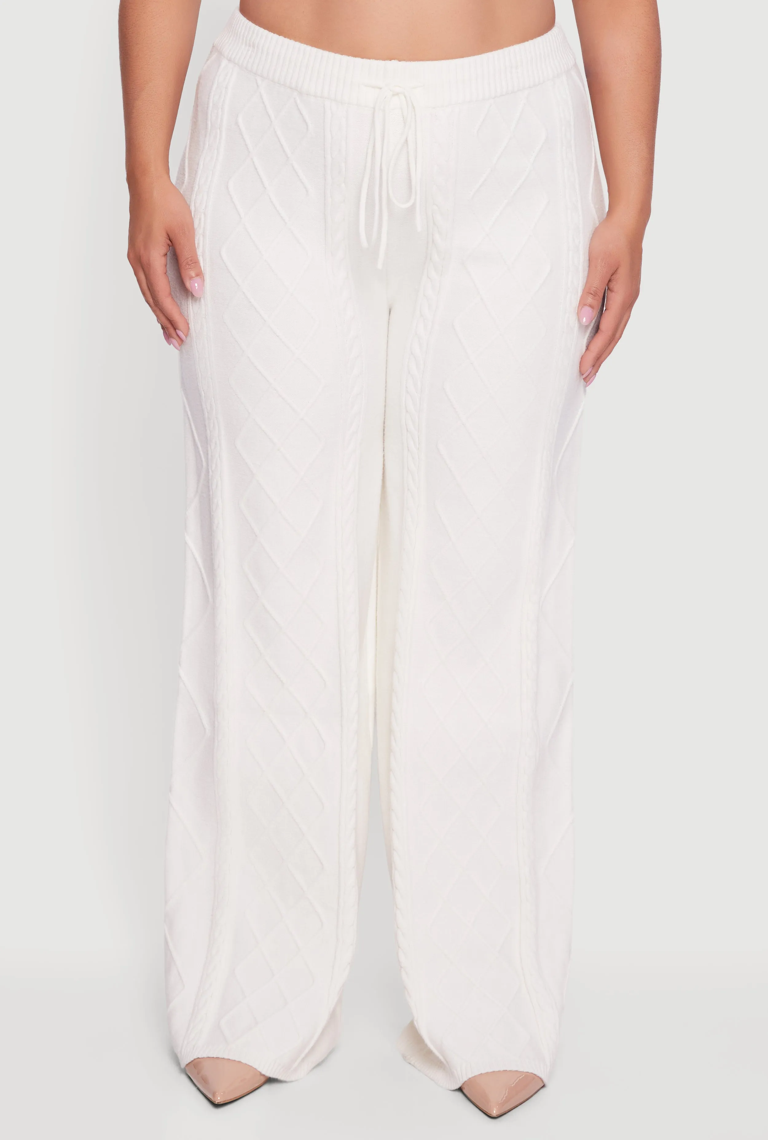 Plus Size Wide Leg Cable Knit Pants sold by Rainbow product image thumbnail 3